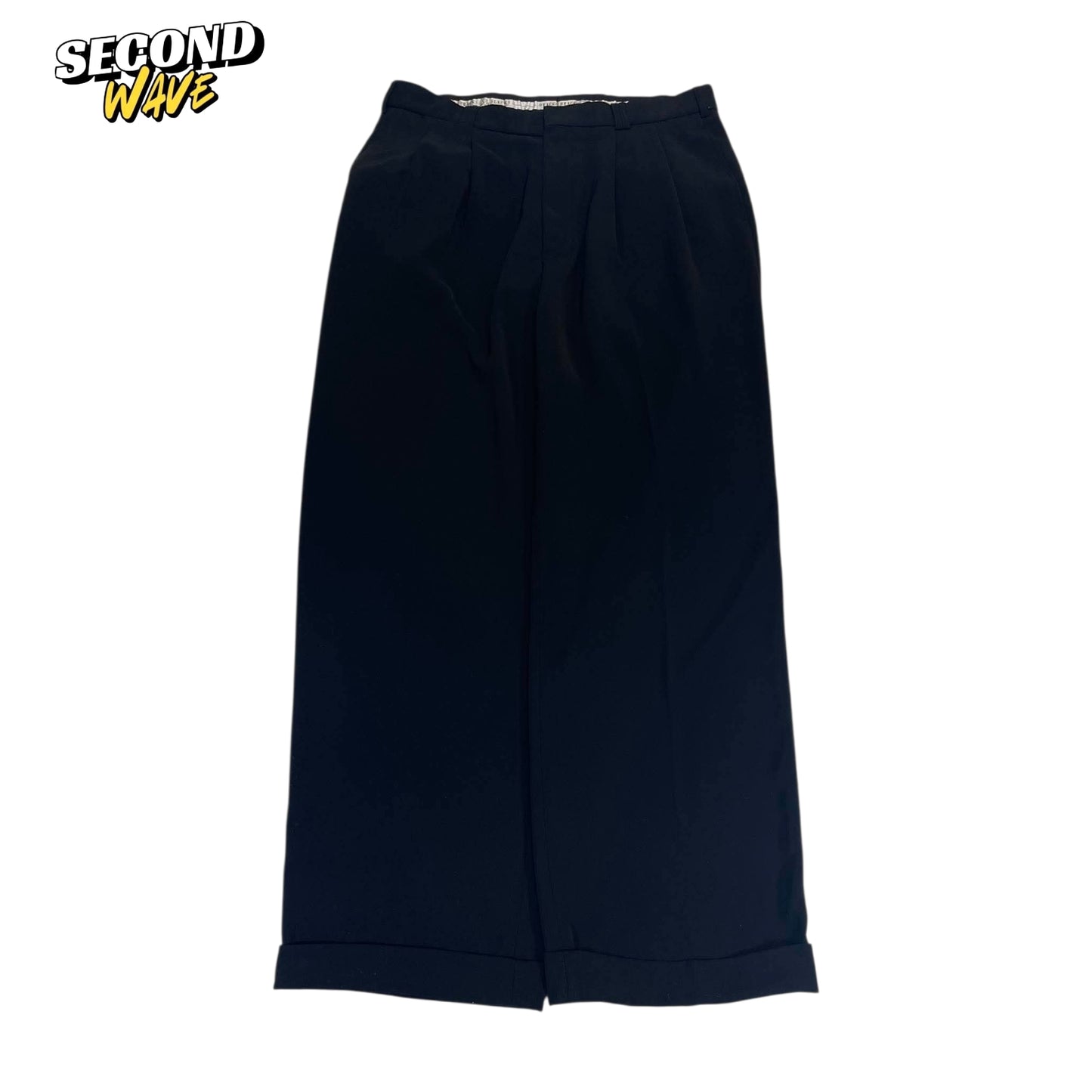 BRACKS BLACK WIDE LEG TROUSERS (34)