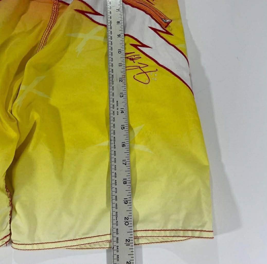 90S RIP CURL YELLOW BOARD SHORTS WITH RED AND WHITE ACCENTS (16)