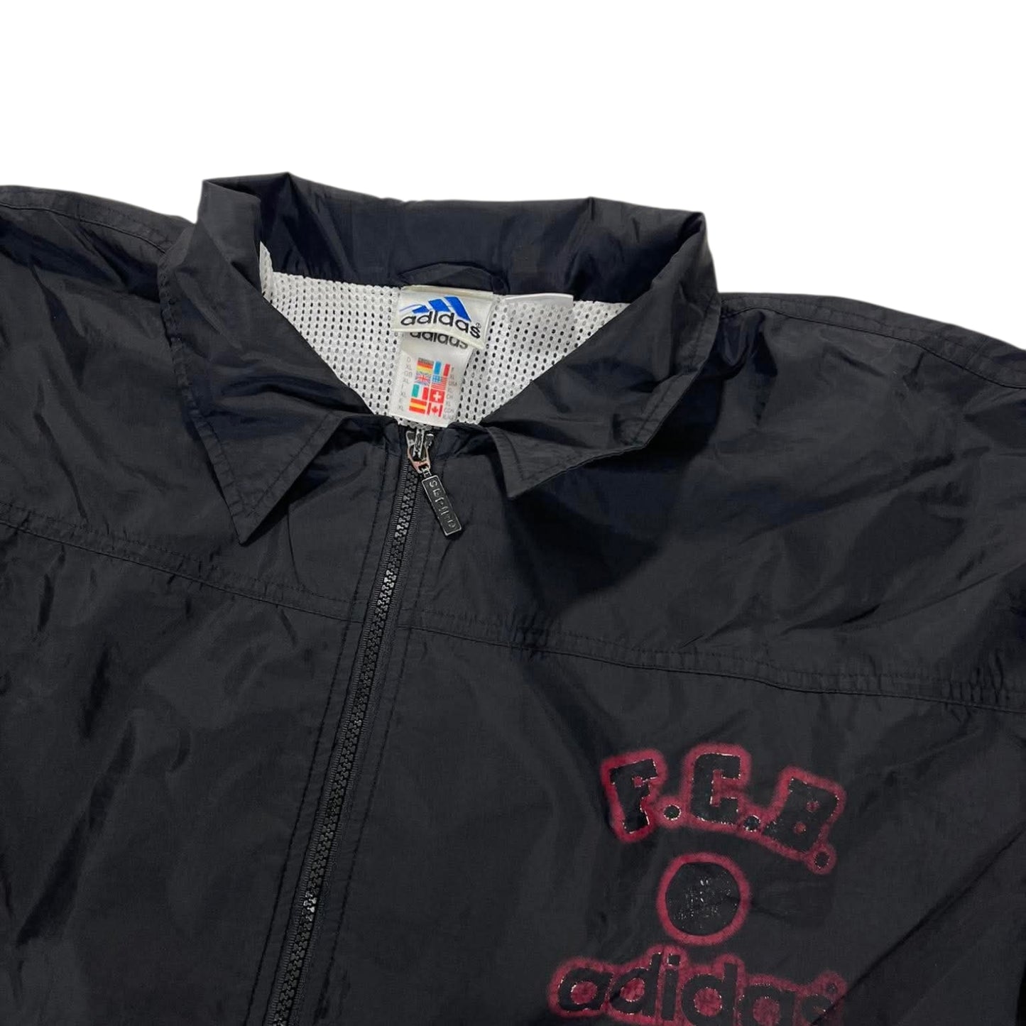 VINTAGE FCB ADIDAS BLACK WINDBREAKER JACKET (XL)