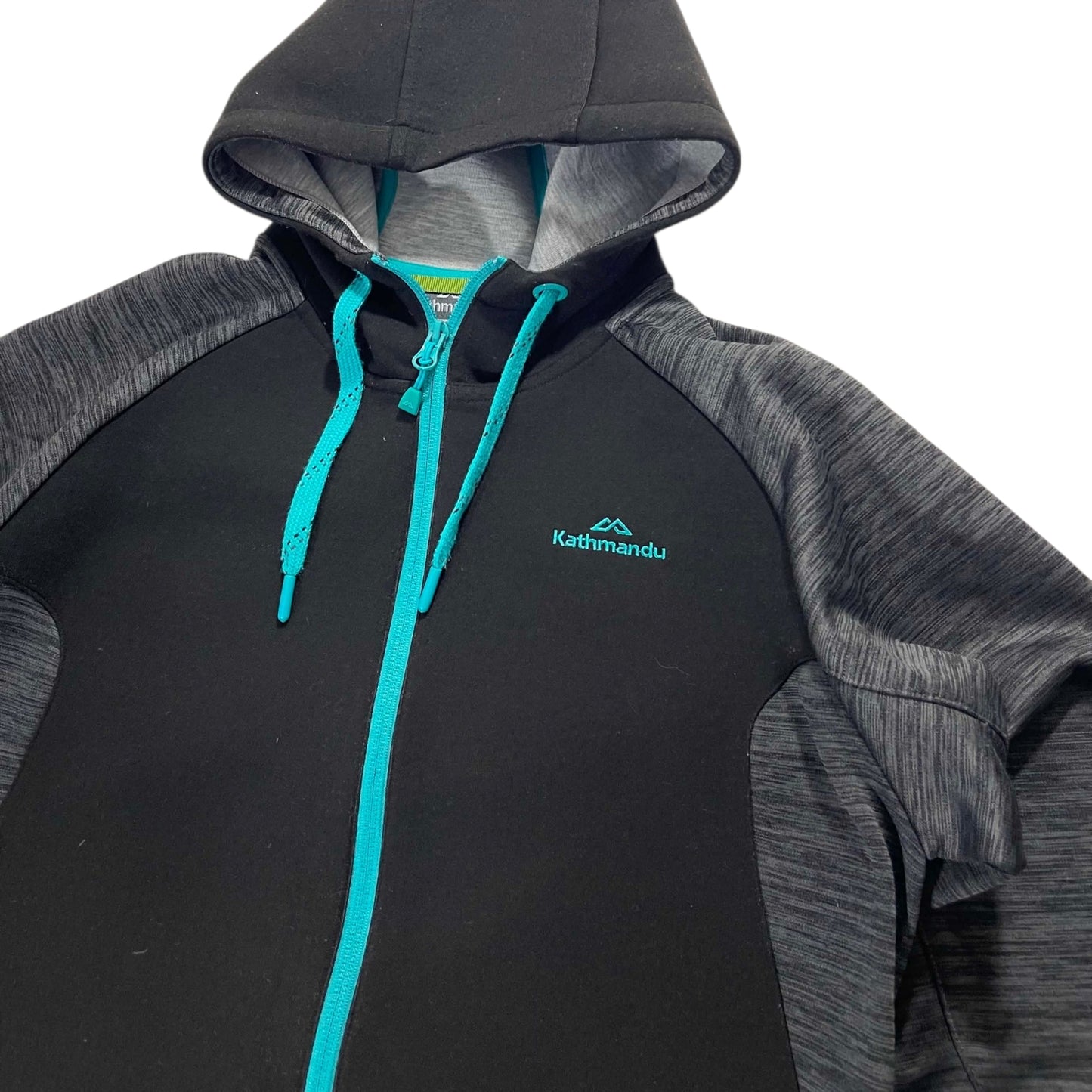 KATHMANDU BLACK AND GRAY ZIP-UP HOODIE (M-L)