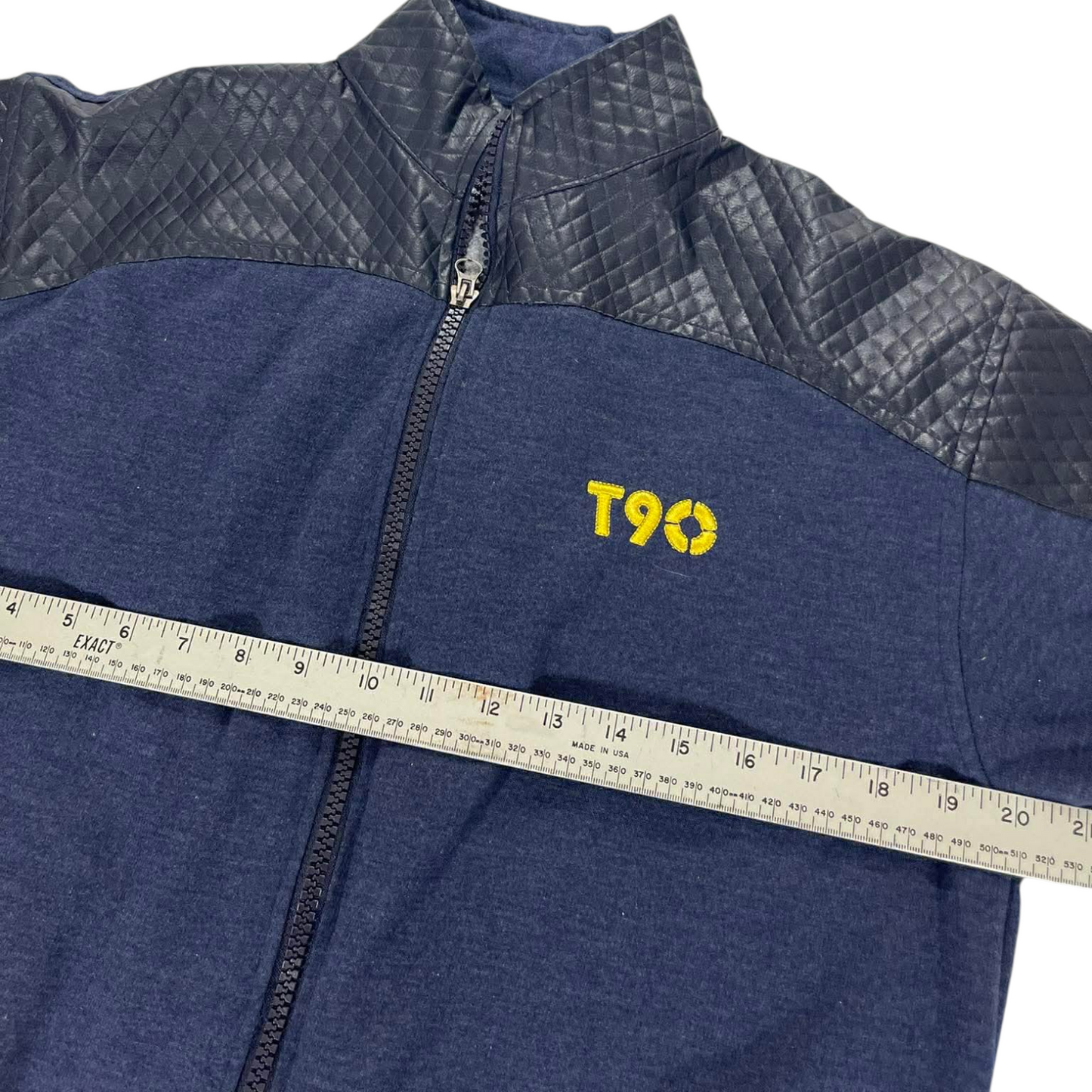 NIKE T90 NAVY BLUE ZIP UP JACKET WITH QUALIFIED SLEEVES AND POCKETS (M)