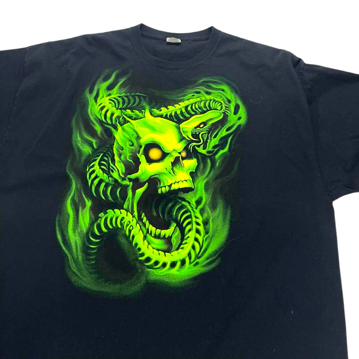 Y2K GREEN SKULL T-SHIRT (XL)