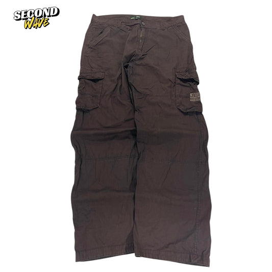 VINTAGE JEEP BROWN CARGO PANTS WITH MULTIPLE POCKETS AND A RELAXED FIT (36)