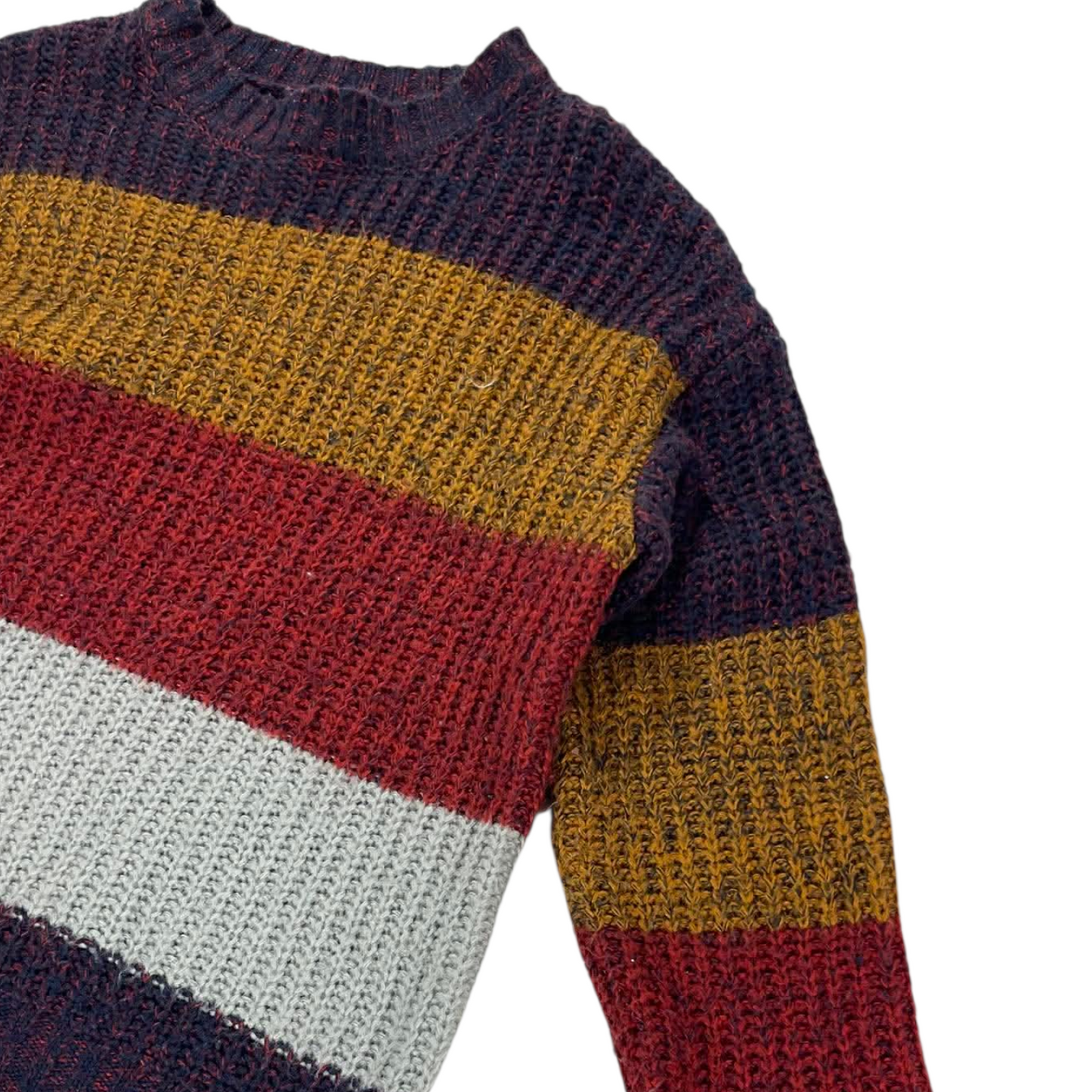 90S MULTICOLOURED STRIPED KNIT SWEATER (M-L)