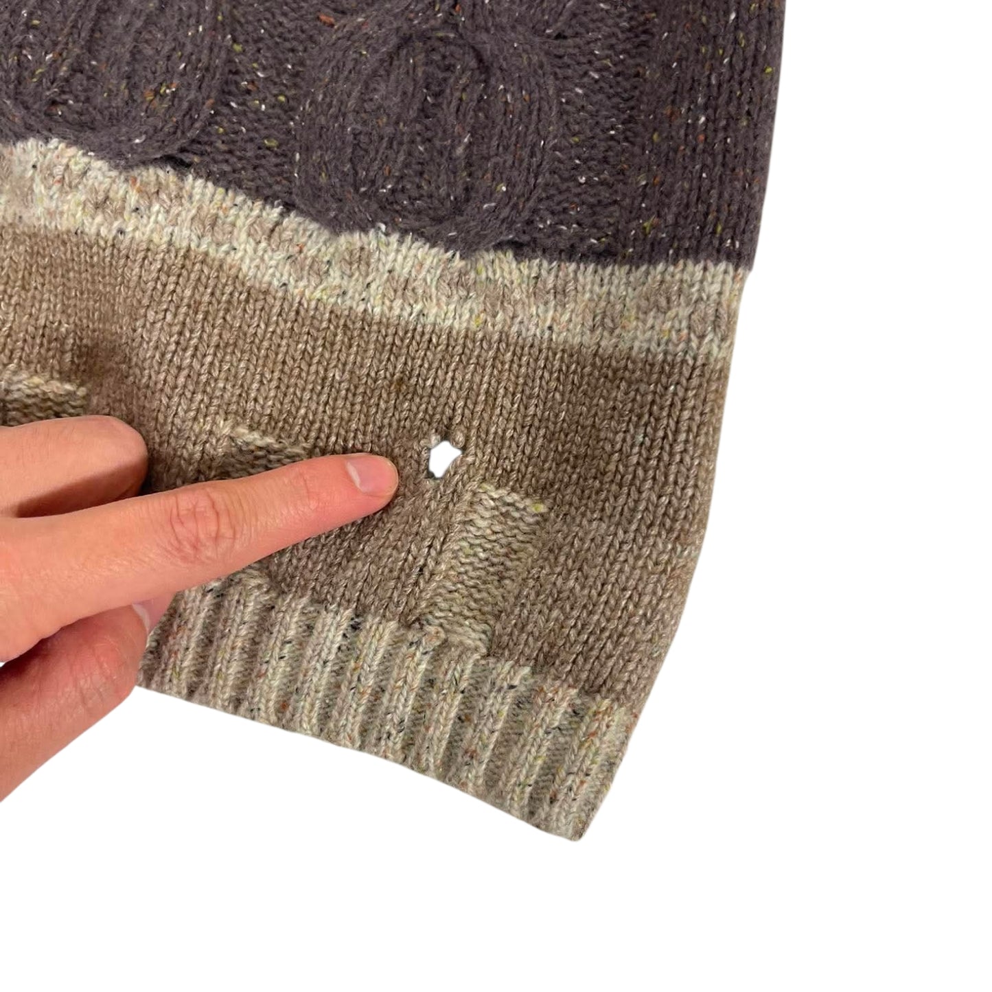 90S BROWN & TAN PLAID KNIT SWEATER (M)