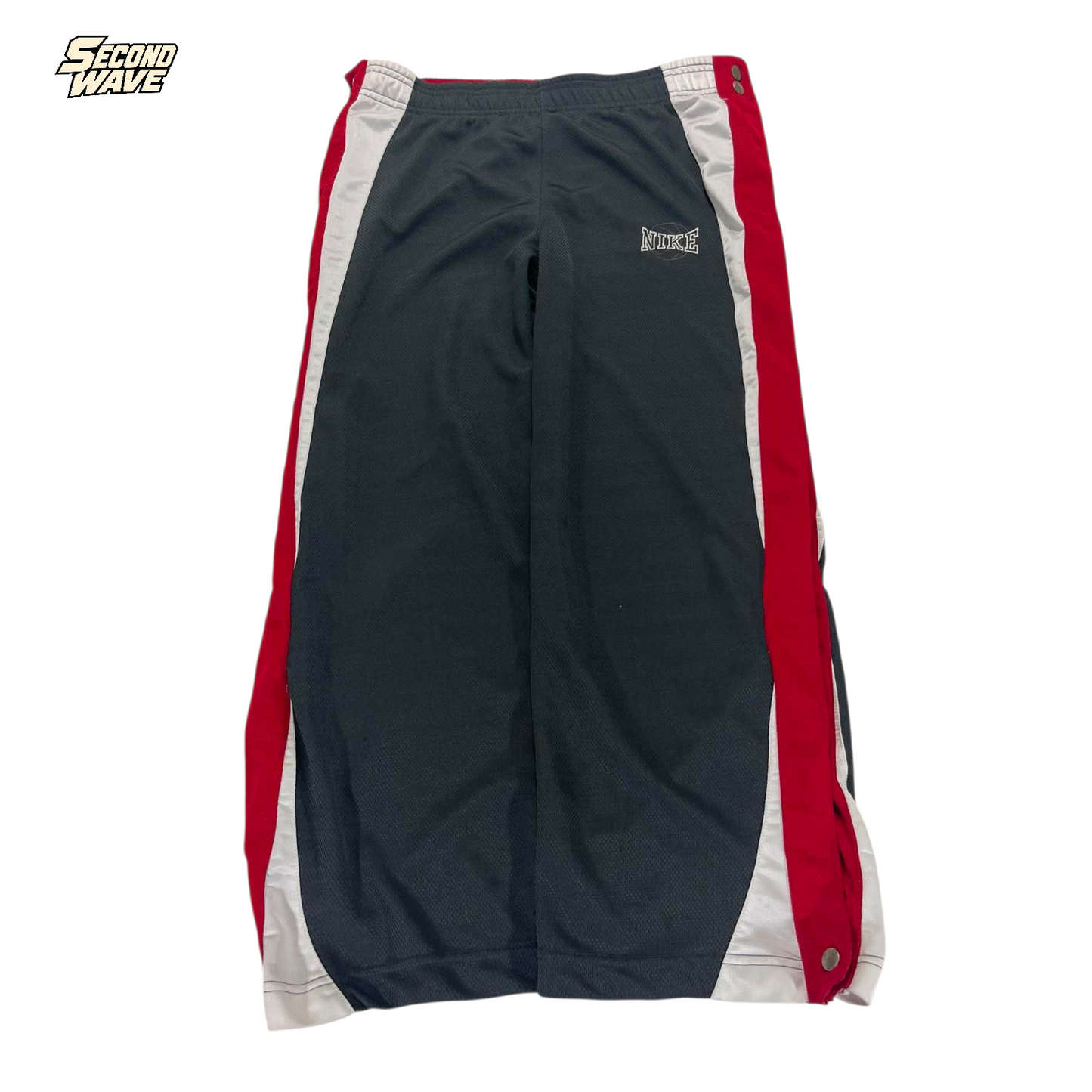 VINTAGE NIKE GREY/RED TRACK PANTS ³ (M, 10-12)