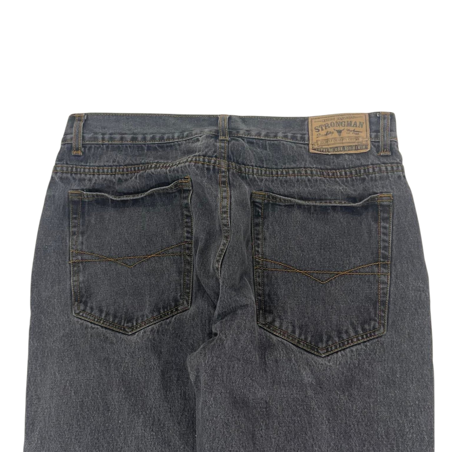 VINTAGE STRONGMAN DARK GREY DENIM JEANS (34)