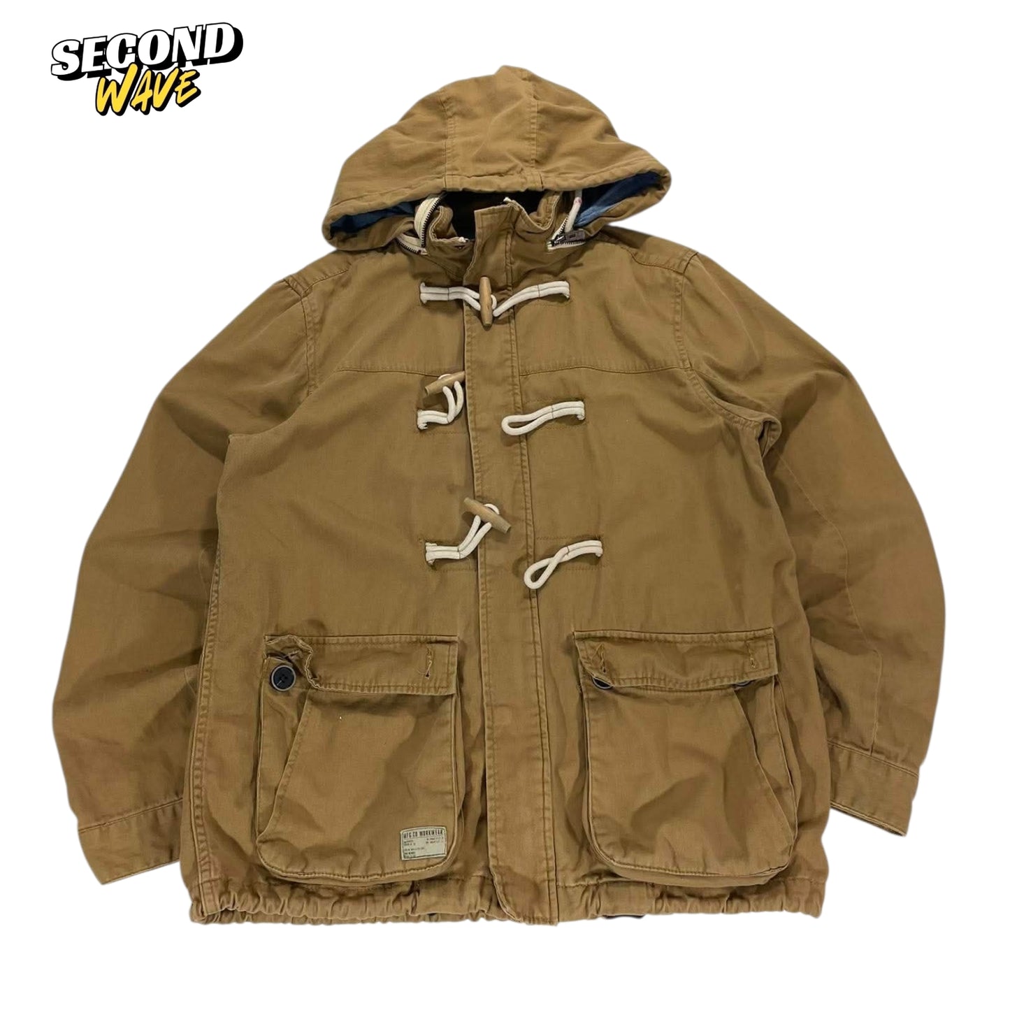 COTTON ON BROWN HOODED JACKET WORKWEAR (M)