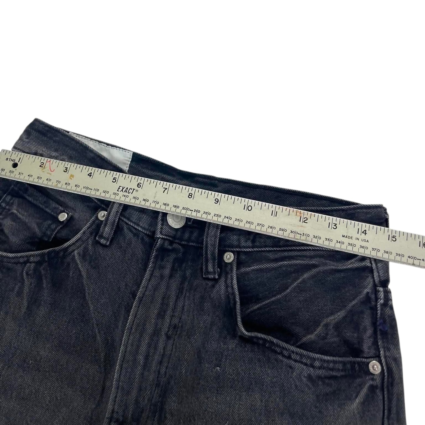 BLACK WIDE LEG BAGGY JEANS (30)