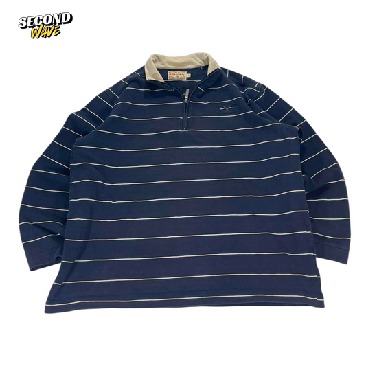LOGAN NAVY BLUE STRIPED QUARTER ZIP (L)
