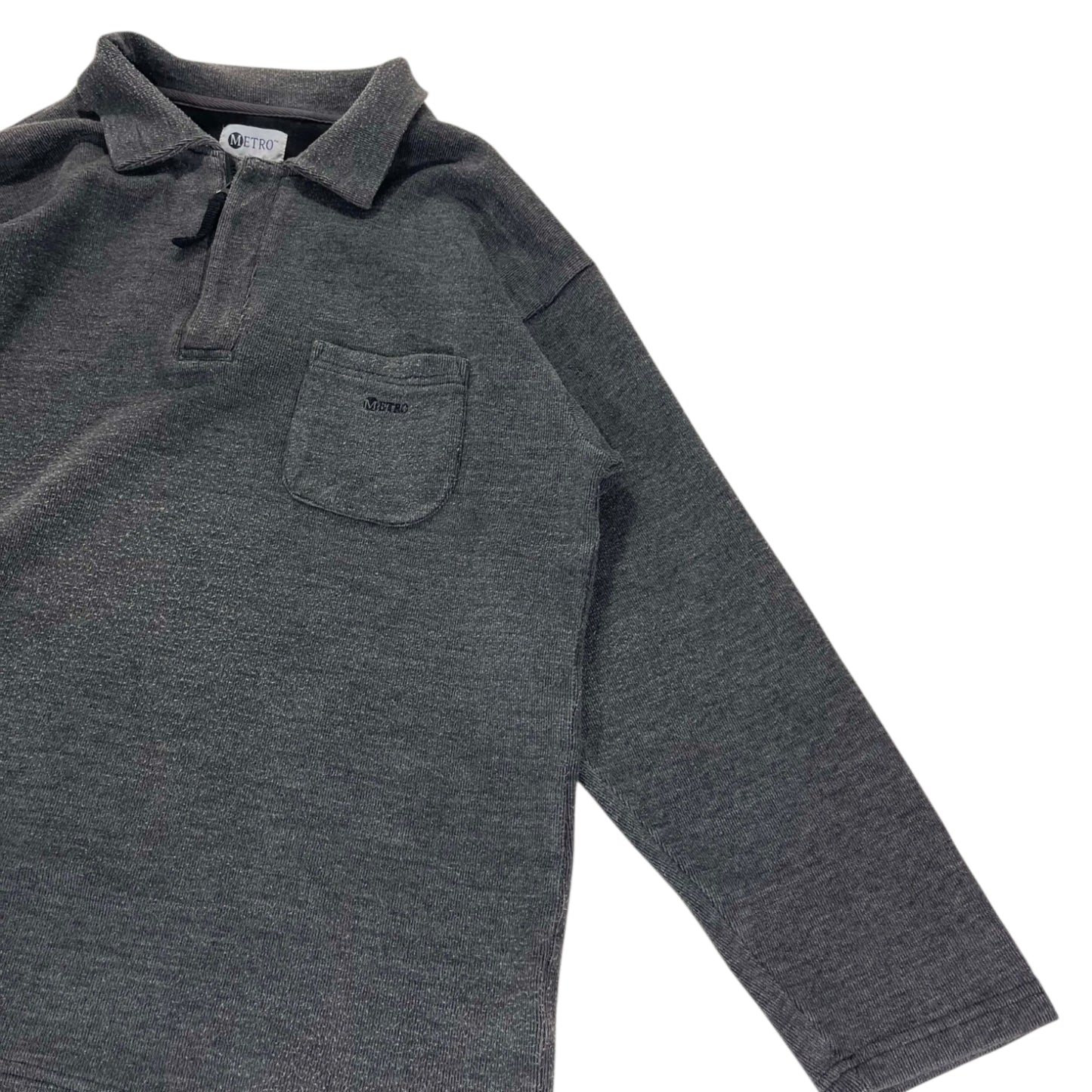 METRO GREY LONG SLEEVE QUARTERZIP POLO (XL)