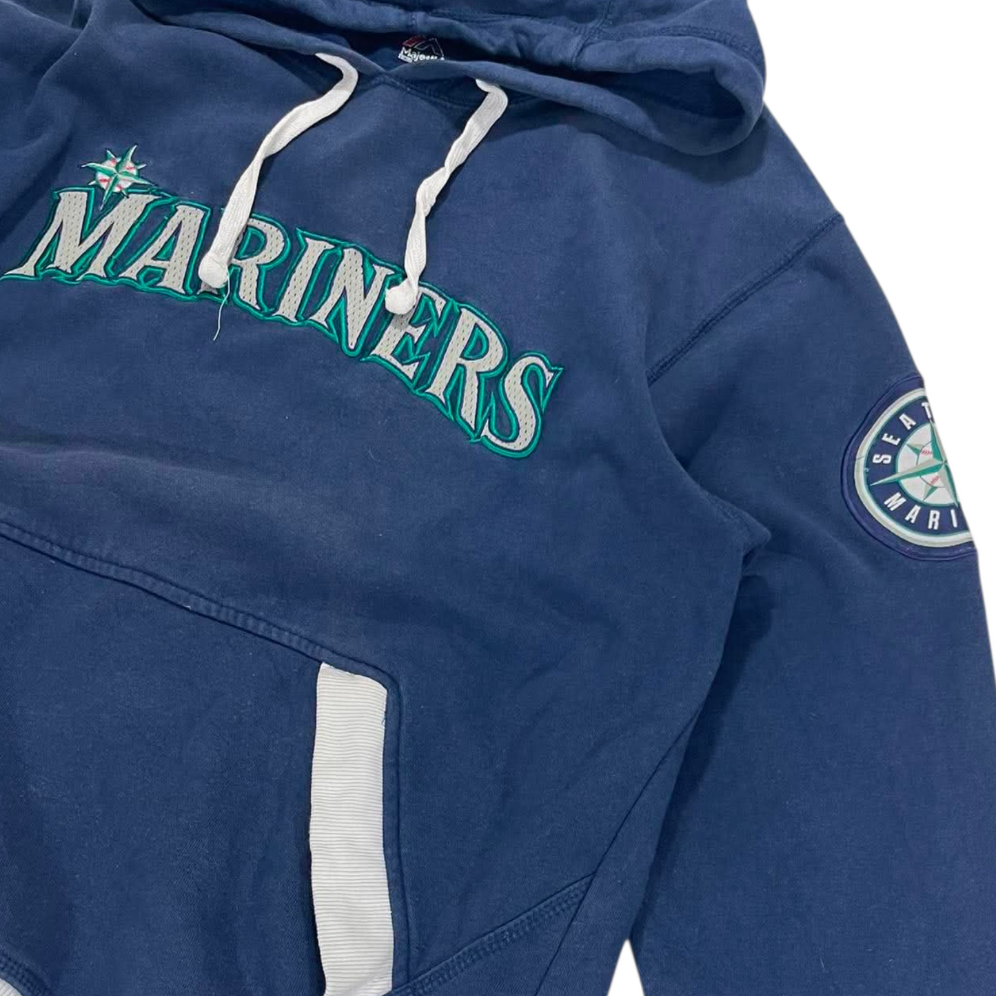 VINTAGE SEATTLE MARINERS NAVY BLUE HOODIE (L)