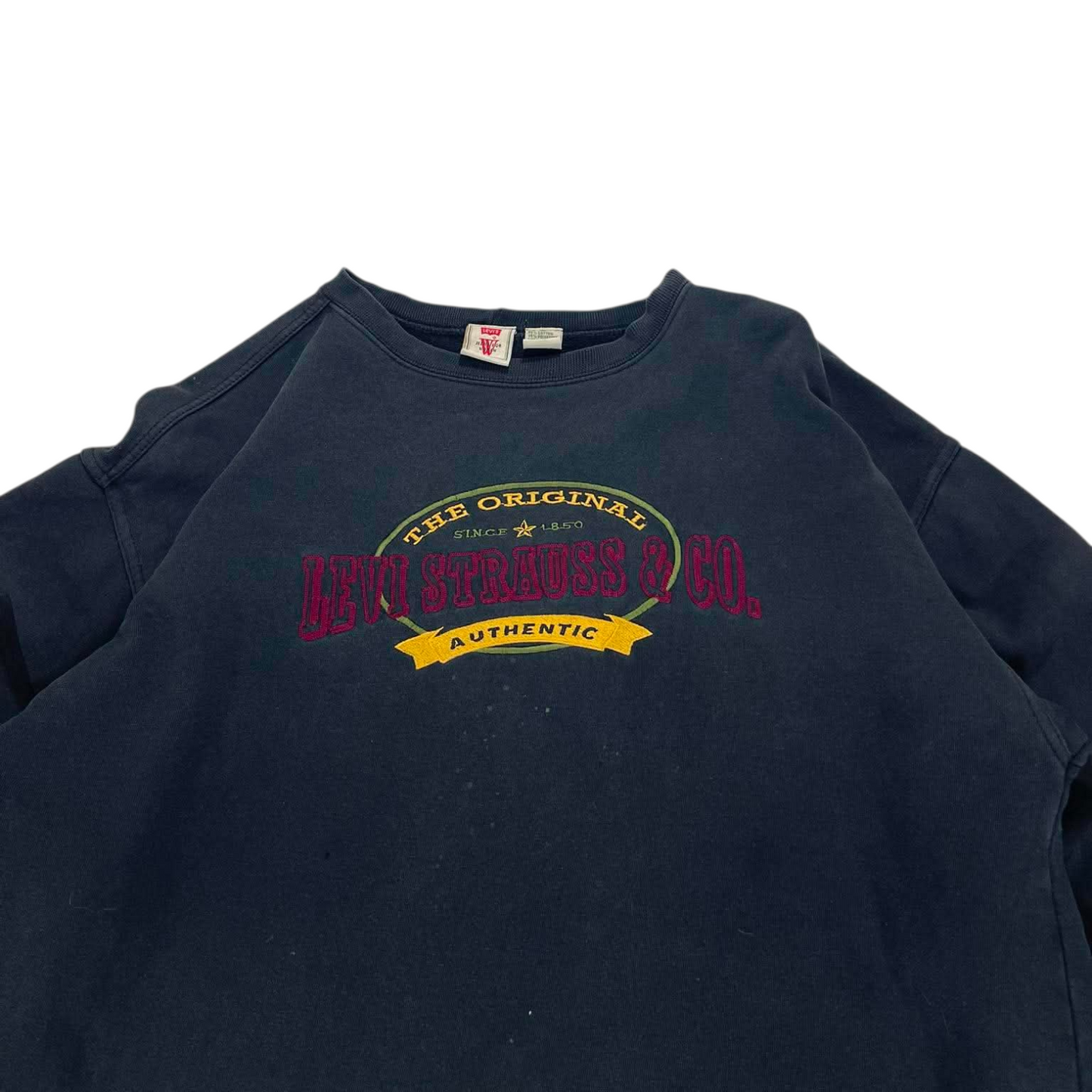 VINTAGE TRASHED LEVI'S NAVY SWEATSHIRT (M)