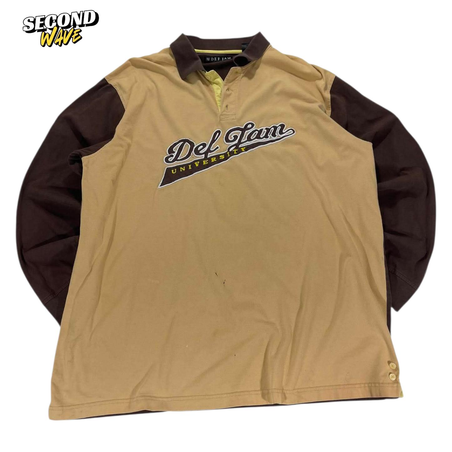 VINTAGE DEF JAM UNIVERSITY BROWN LONG SLEEVE SHIRT (XL)