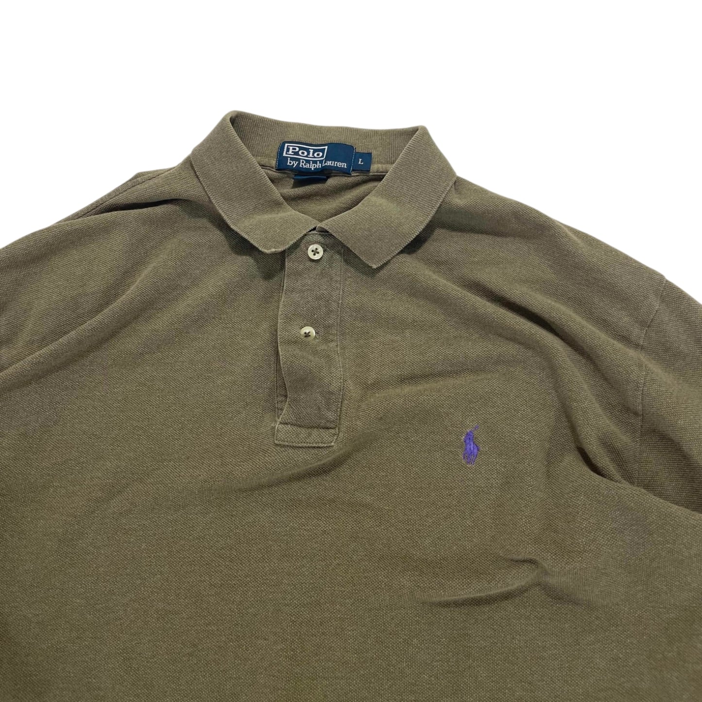VINTAGE POLO RALPH LAUREN OLIVE POLO LONG SLEEVE (L)