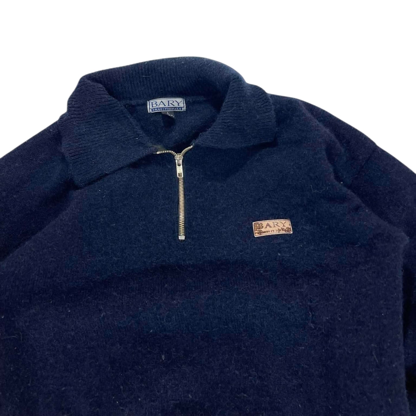 VINTAGE BARY NAVY BLUE QUARTER ZIP SWEATER (M-L)