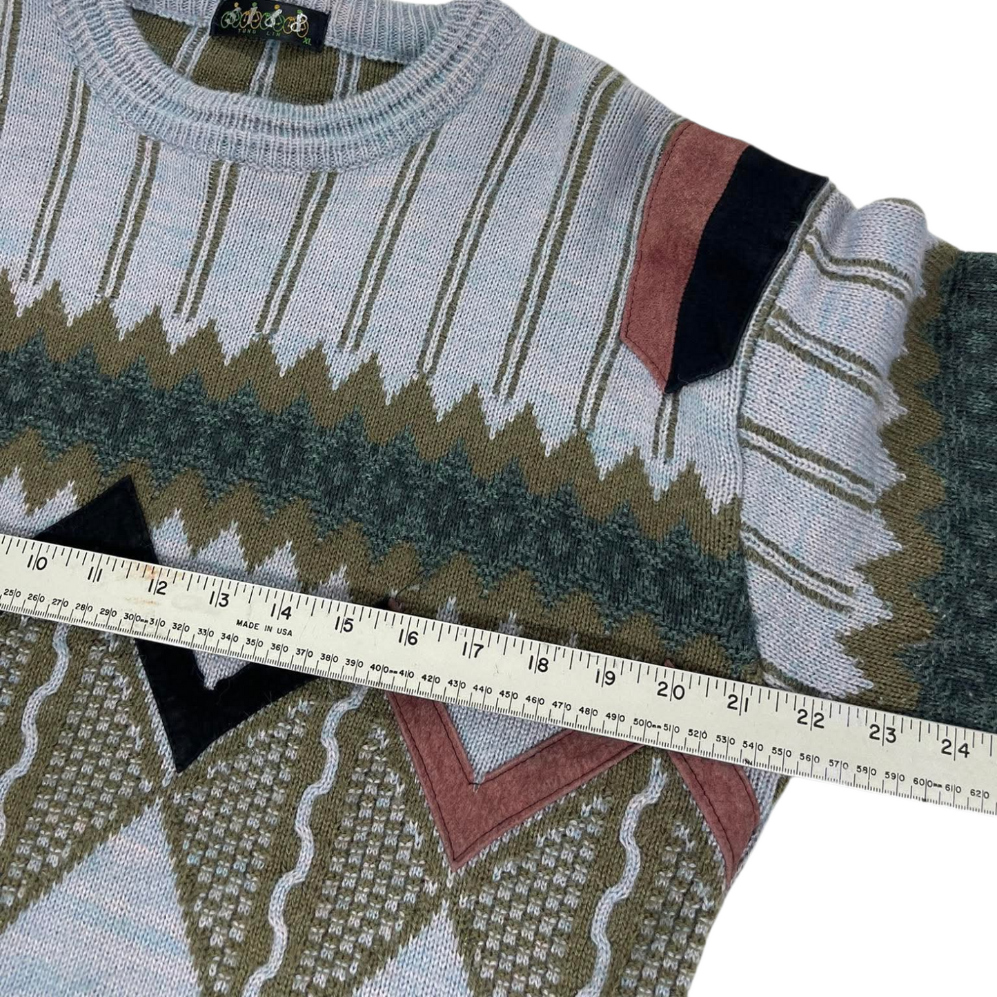 90S MULTICOLOURED PATTERNED SWEATER (L)