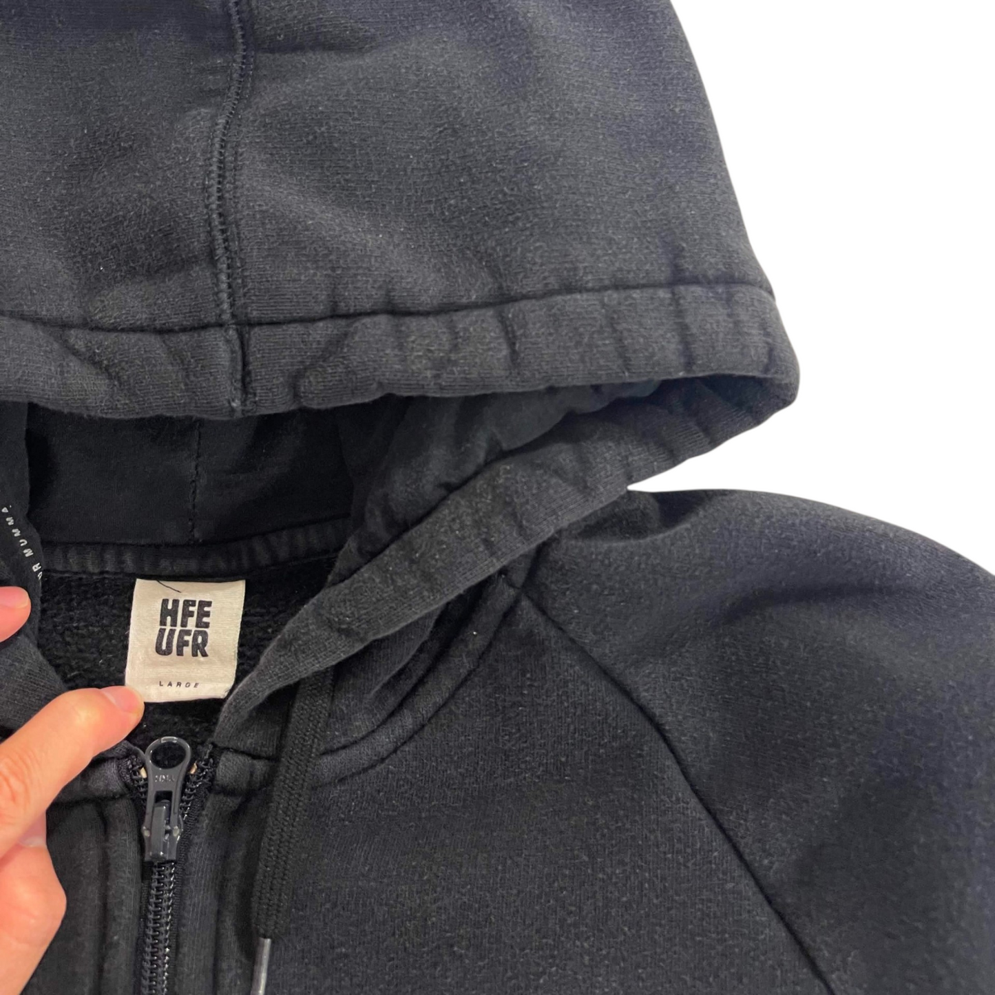 HUFFER BLACK ZIP UP HOODIE (M)