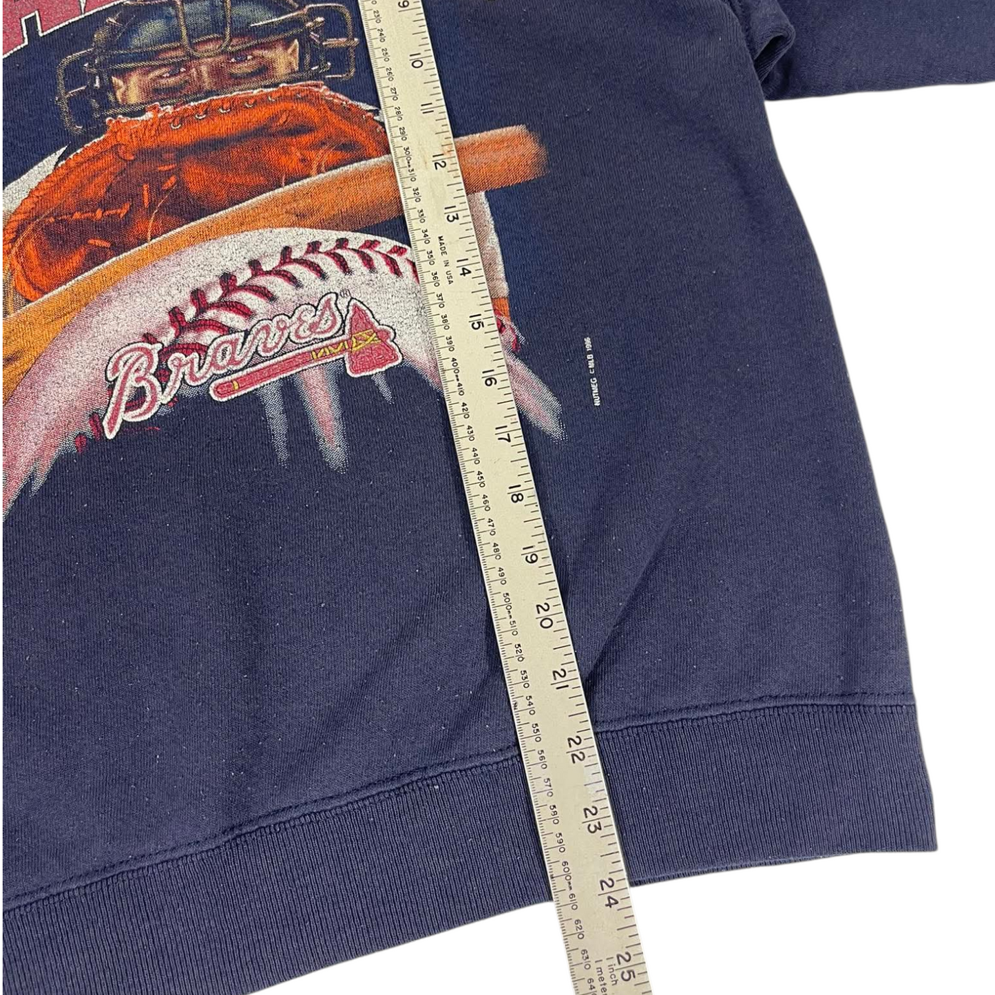 VINTAGE LEE SPORT ATLANTA BRAVES NAVY CREWNECK SWEATSHIRT (M)