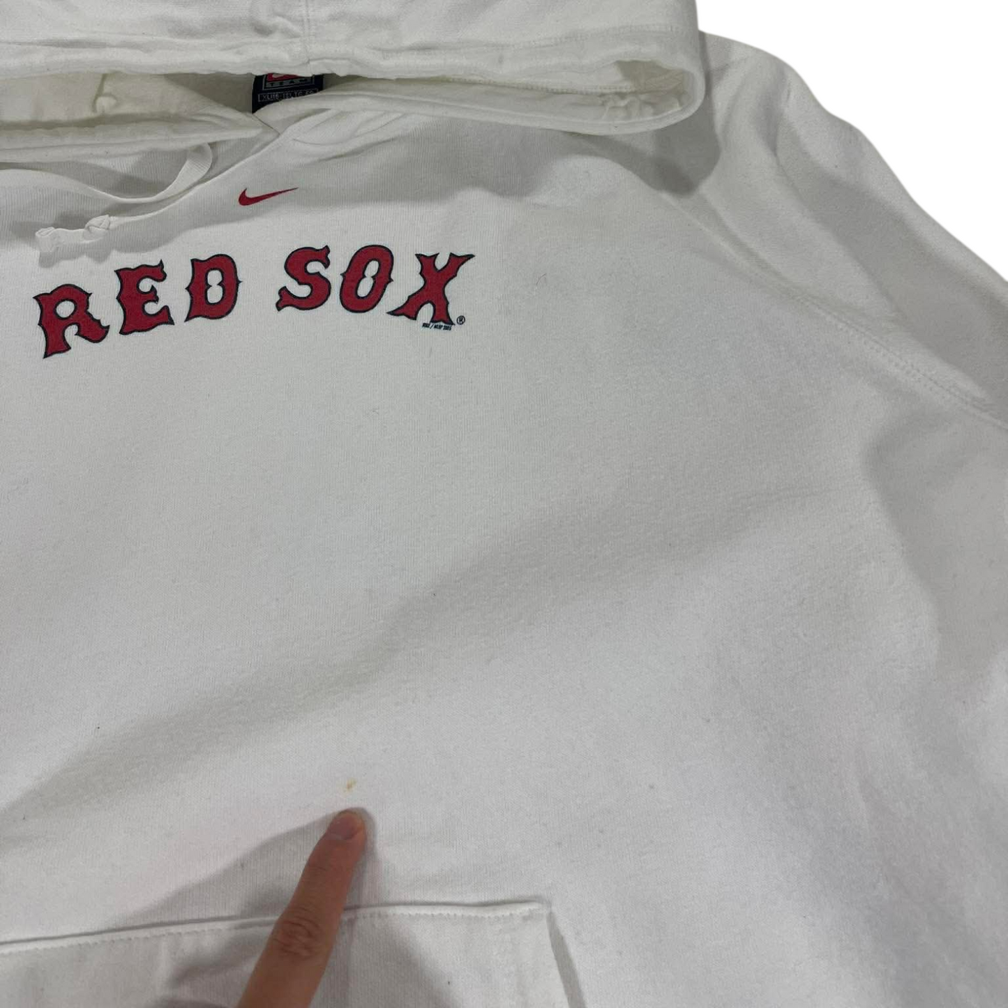 VINTAGE NIKE WHITE BOSTON RED SOX HOODIE (XL)