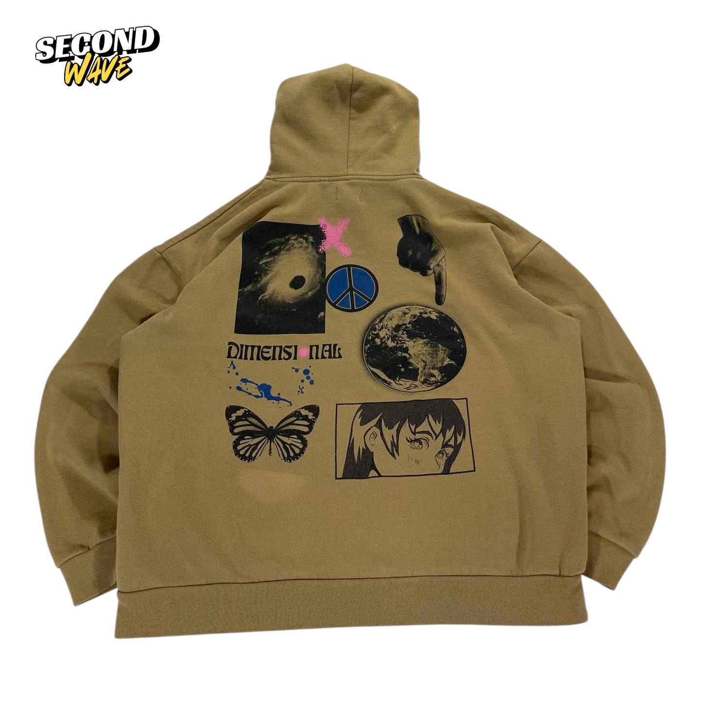 BROTHERS DESIGN TAN & BLACK GRAPHIC HOODIE (L)