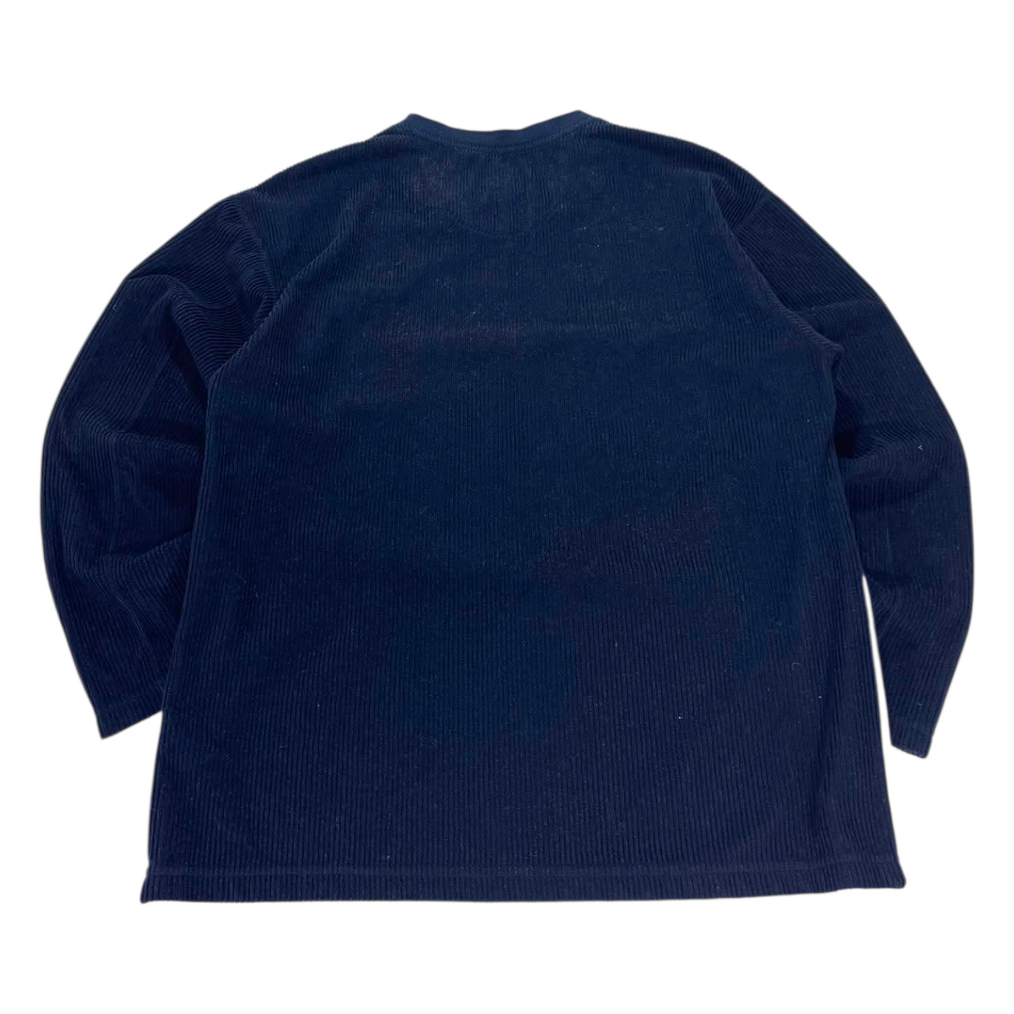 VINTAGE CHISEL BLUE & CREAM V-NECK SWEATER (M)