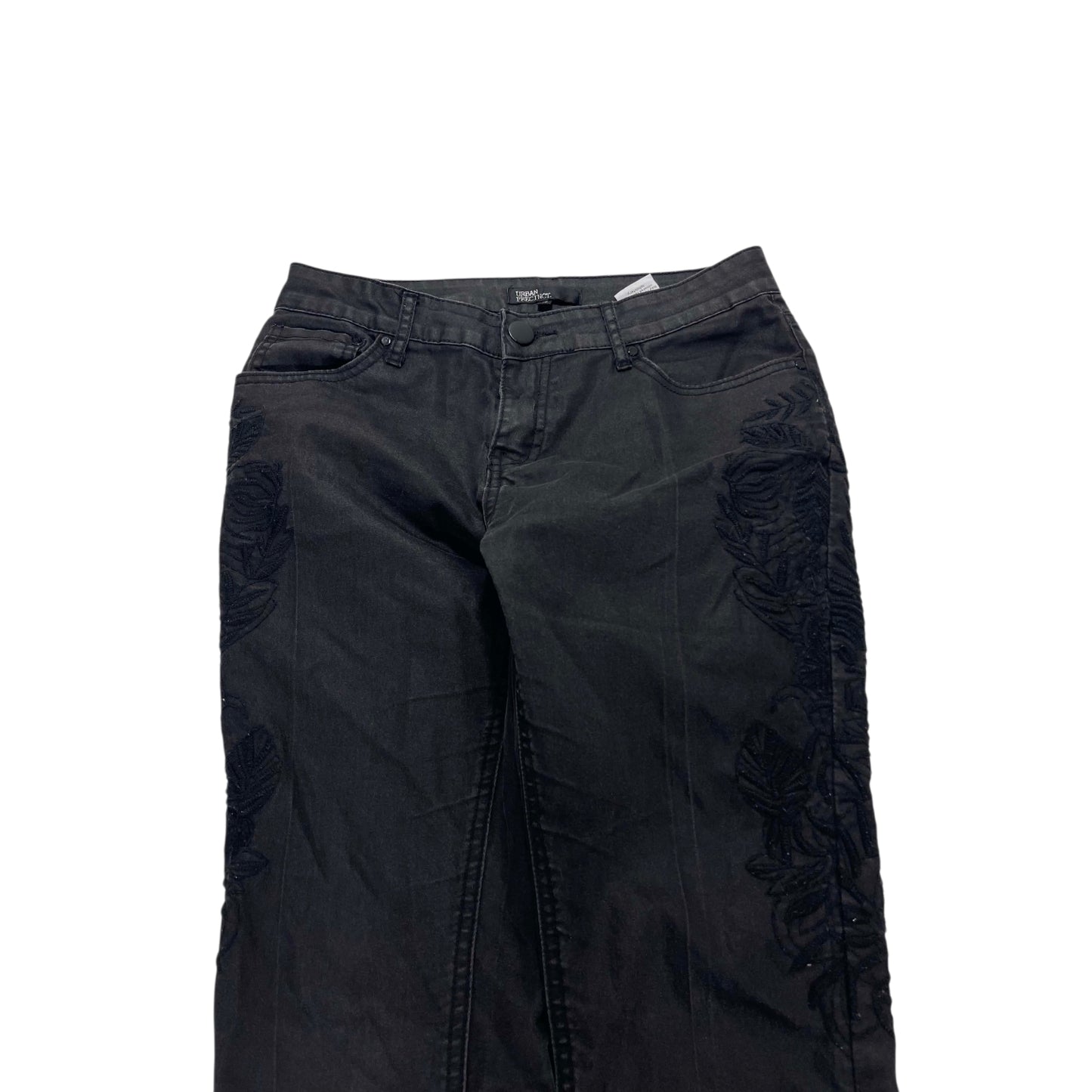 VINTAGE BLACK DENIM FLORAL JEANS (UK10)