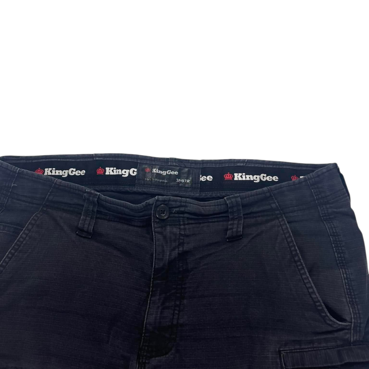 Y2K KING GEE BLACK CARGO SHORTS (38)