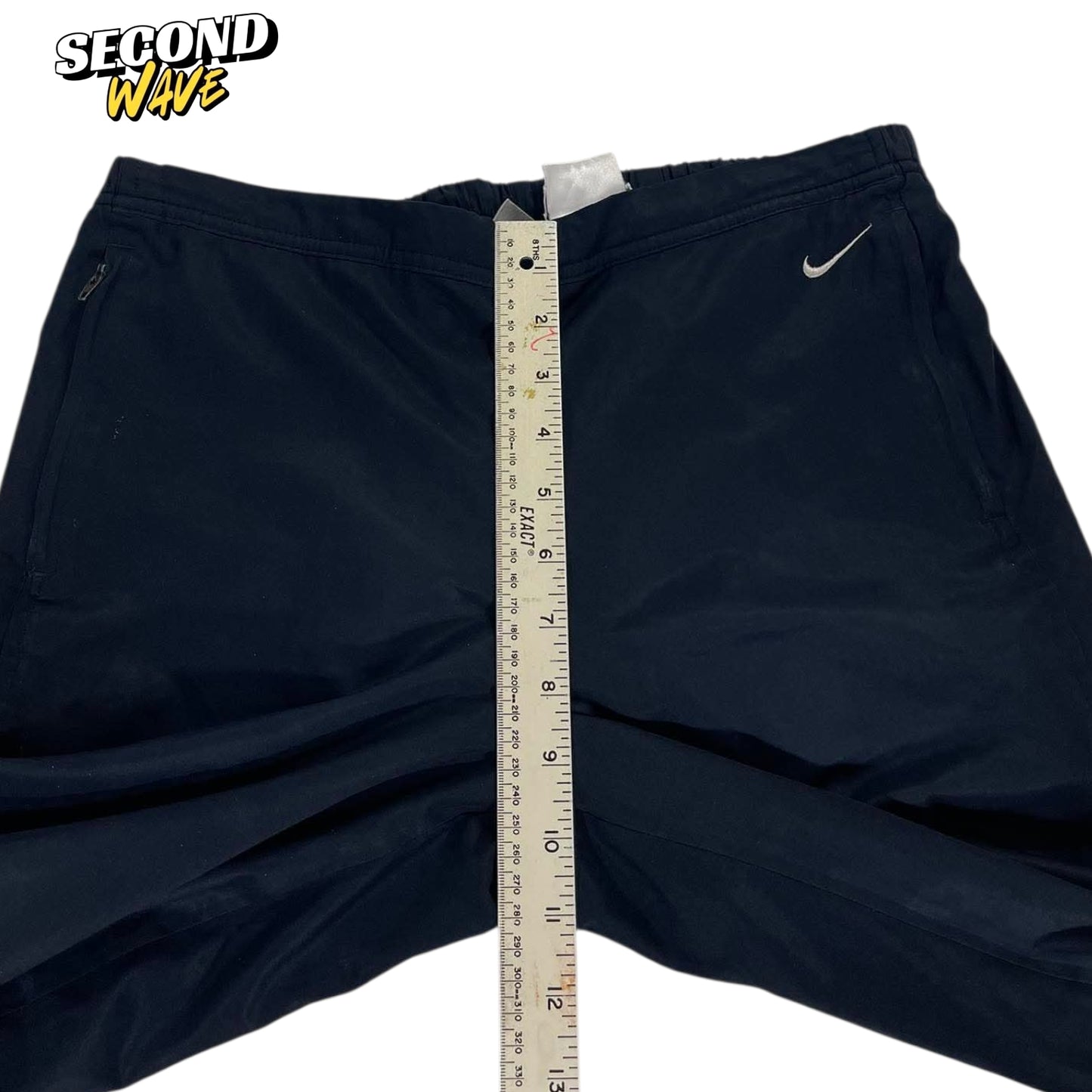 VINTAGE NIKE BLACK BAGGY TRACK PANTS (M)