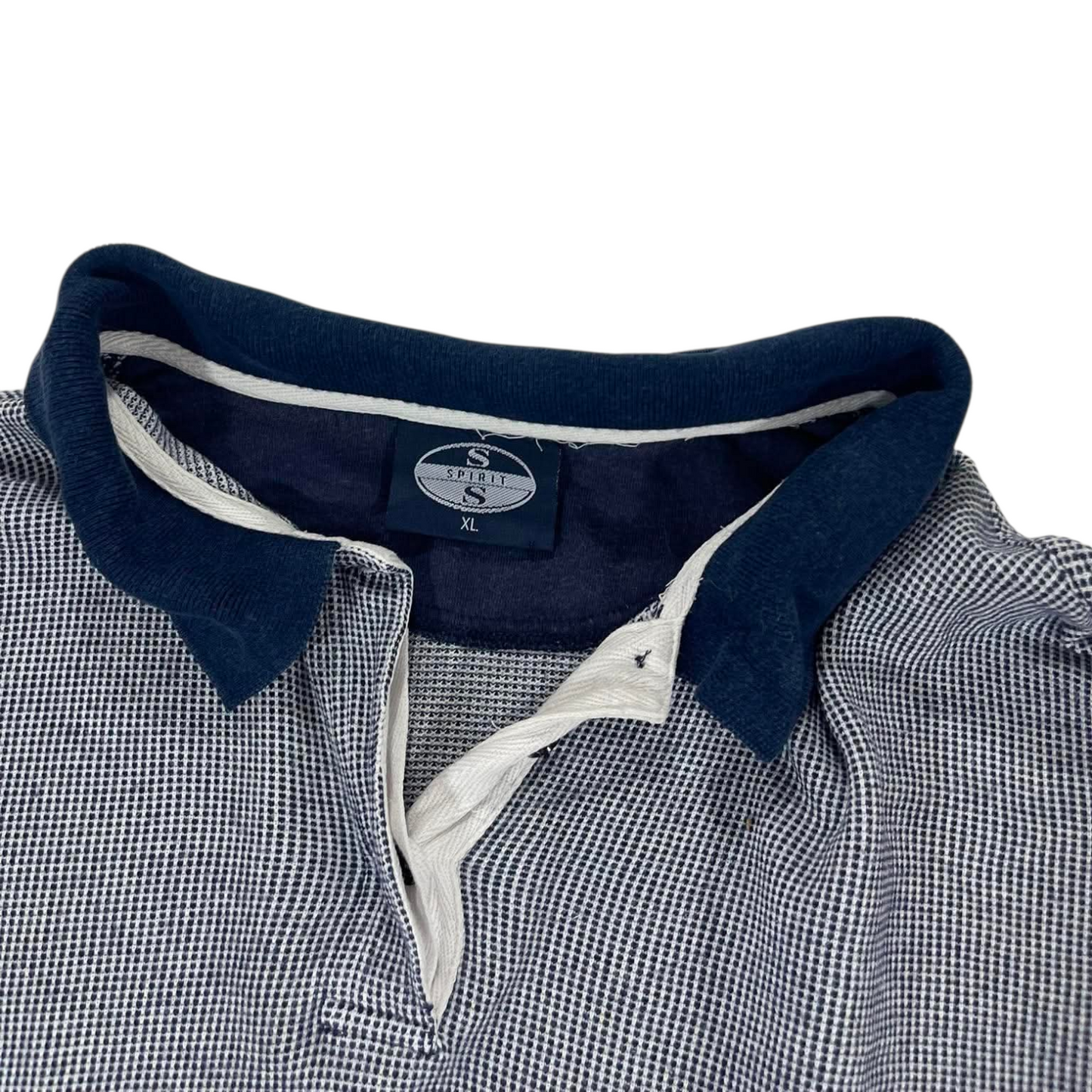 SPIRIT NAVY BLUE GINGHAM POLO SHIRT (M-L)