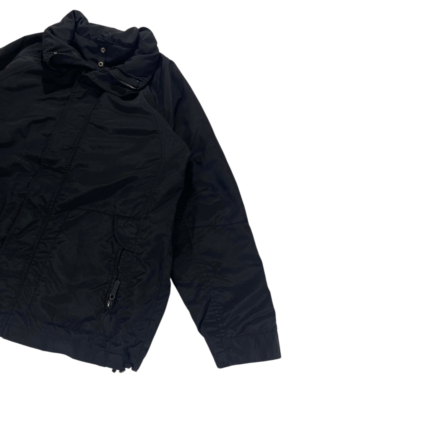 90S PLAIN BLACK WINDBREAKER JACKET (L)