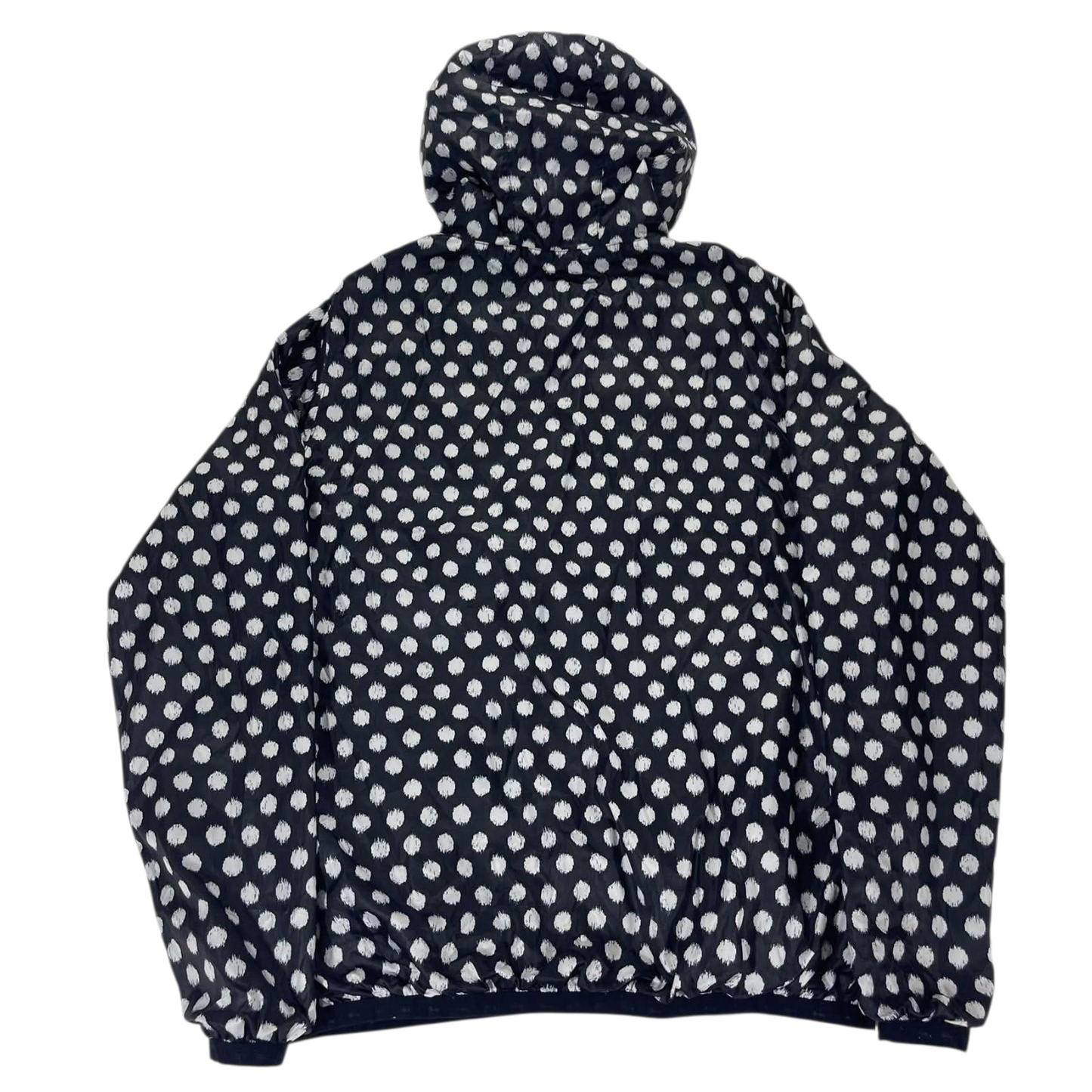 2 in 1 STUSSY BLACK WINDBREAKER REVERSIBLE JACKET WITH HOOD AND FRONT POCKETS (M)