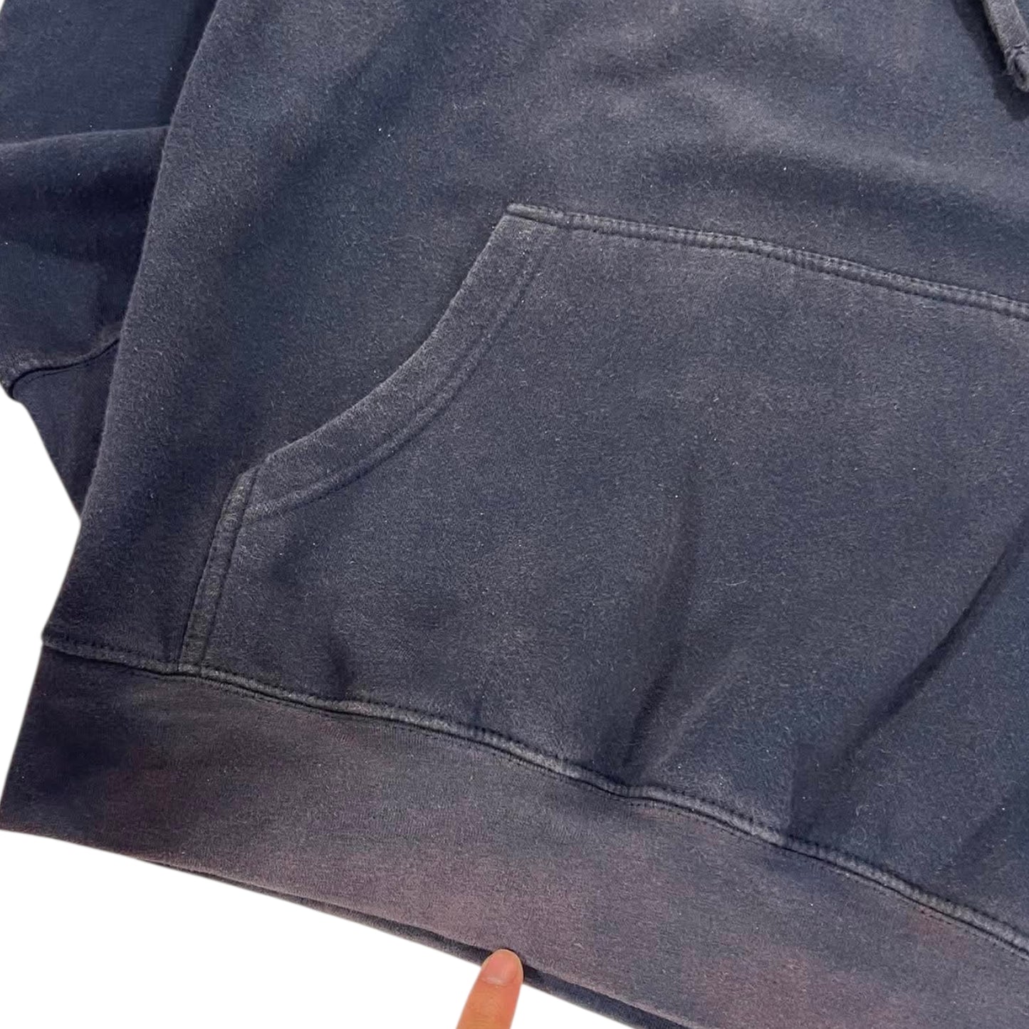 FADED ADIDAS NAVY BLUE HOODIE WITH EMBROIDERED LOGO (S-M)