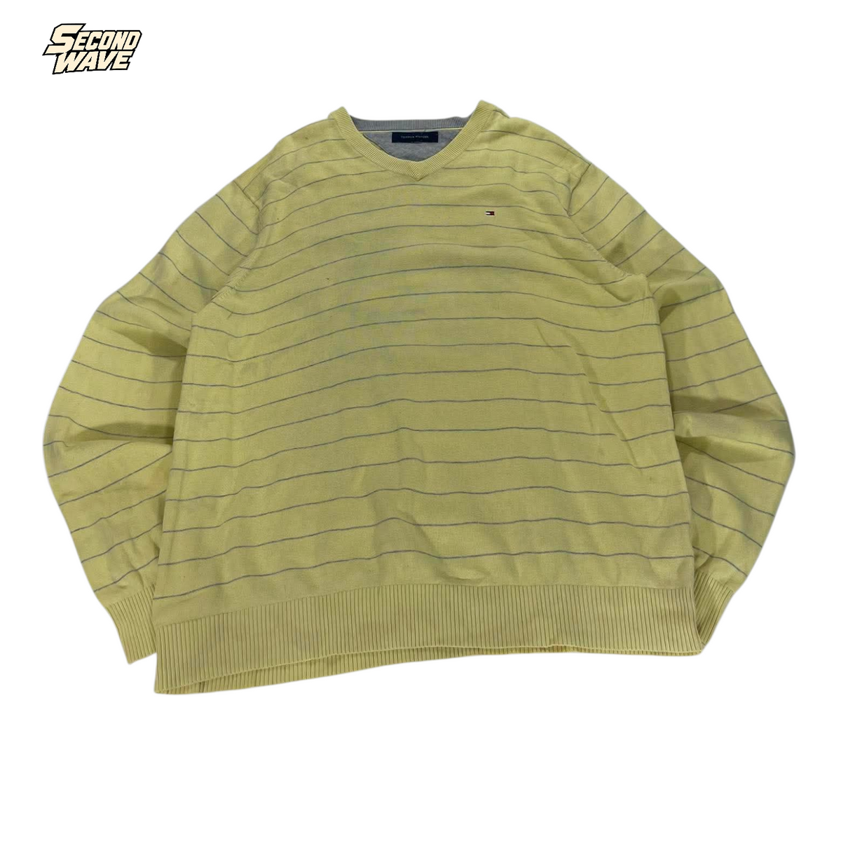 TOMMY YELLOW STRIPED V LONG SLEEVE (BEST FIT LARGE)