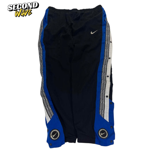 VINTAGE NIKE BLUE TRACK PANTS WITH BUTTON (XL)
