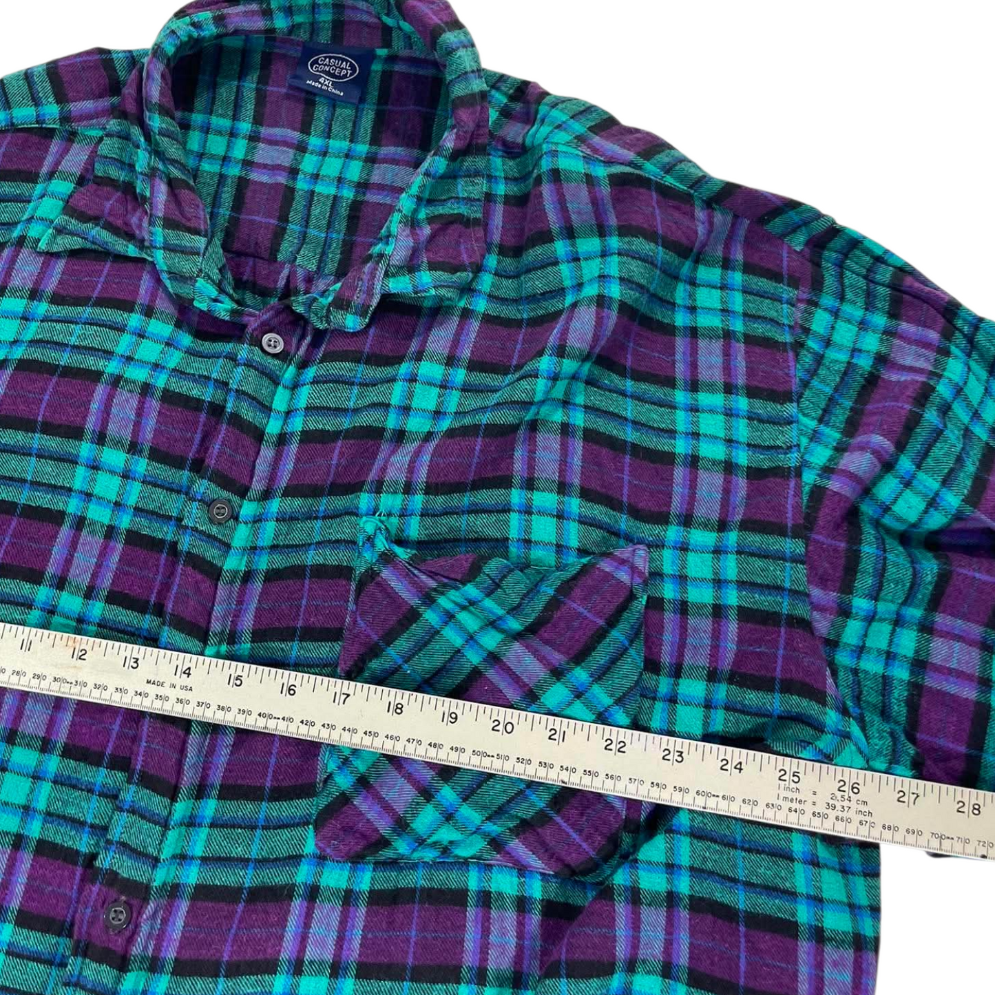 VINTAGE CASUAL CLUB PURPLE PLAID FLANNEL SHIRT (XXL-XXXL)