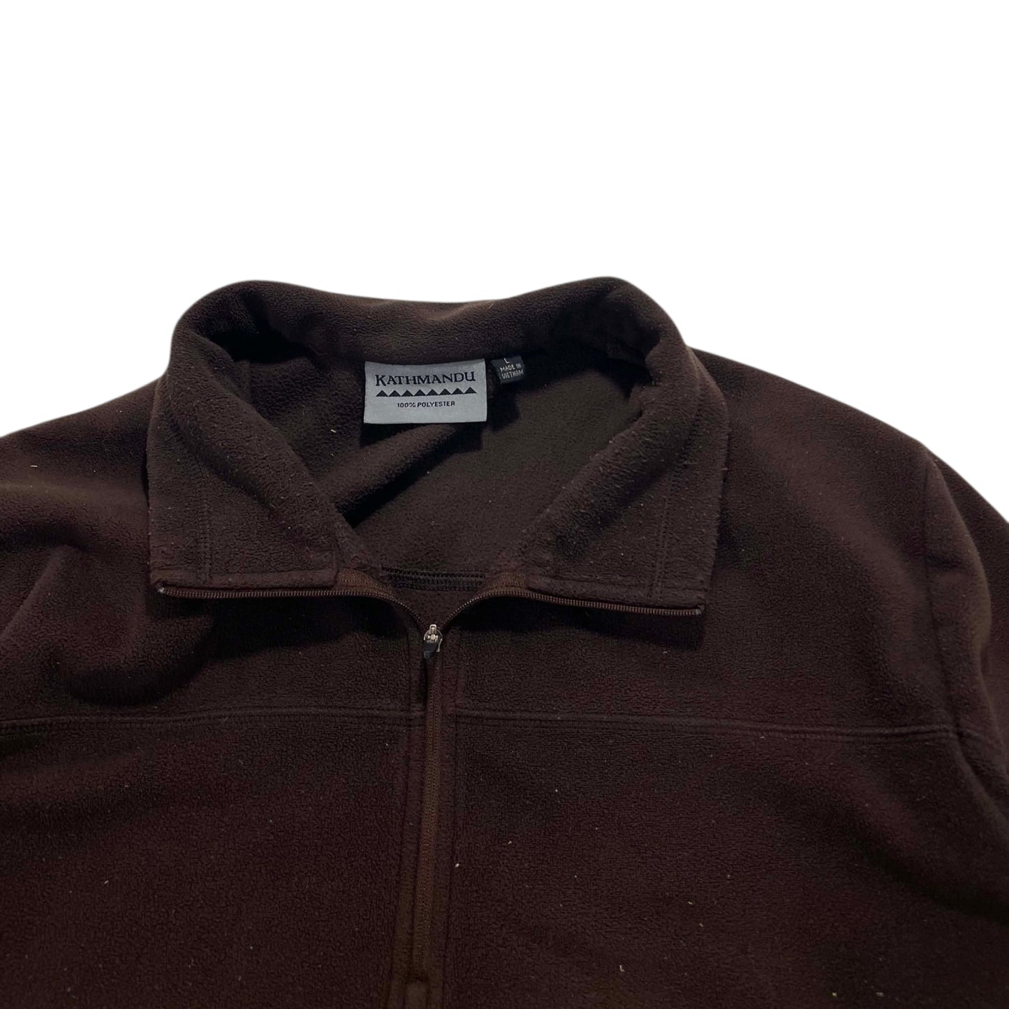 VINTAGE KATHMANDU BROWN POLYESTER FLEECE QUARTER ZIP (L)