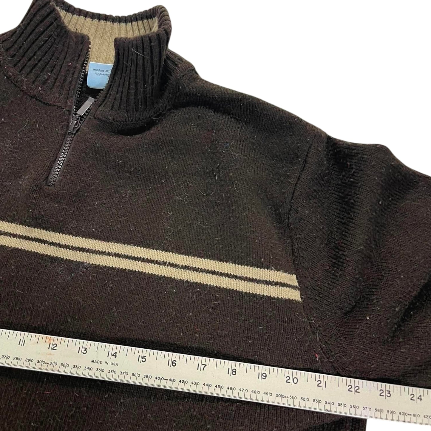 JAYJAYS 90S BLACK & TAN QUARTER ZIP SWEATER (M-L)