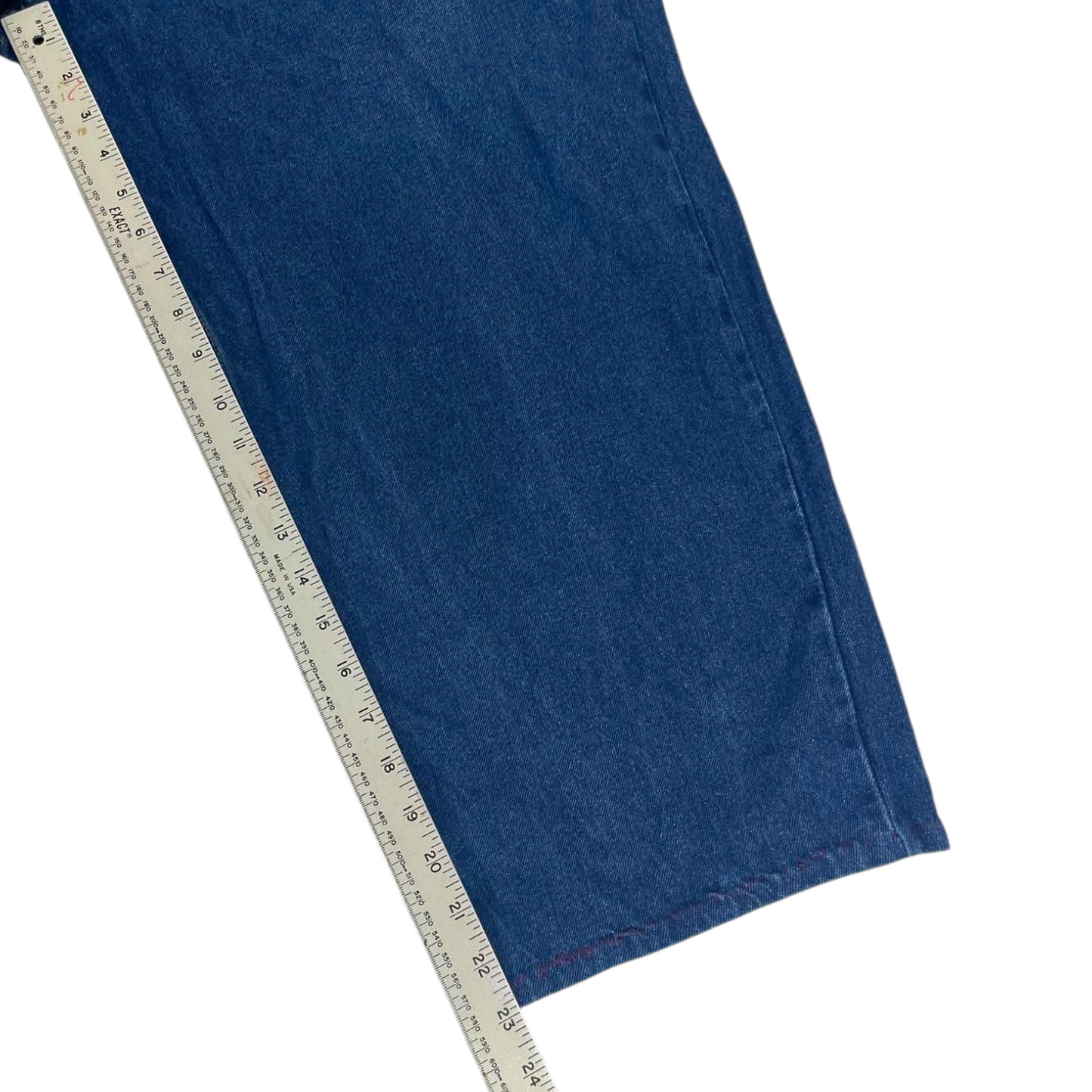90s BLUE DENIM BAGGY WIDE LEG DENIM JEANS (42)