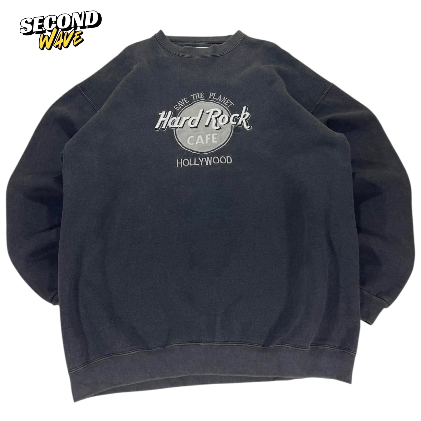 VINTAGE FADED HARD ROCK CAFE BLACK SWEATSHIRT (XL)