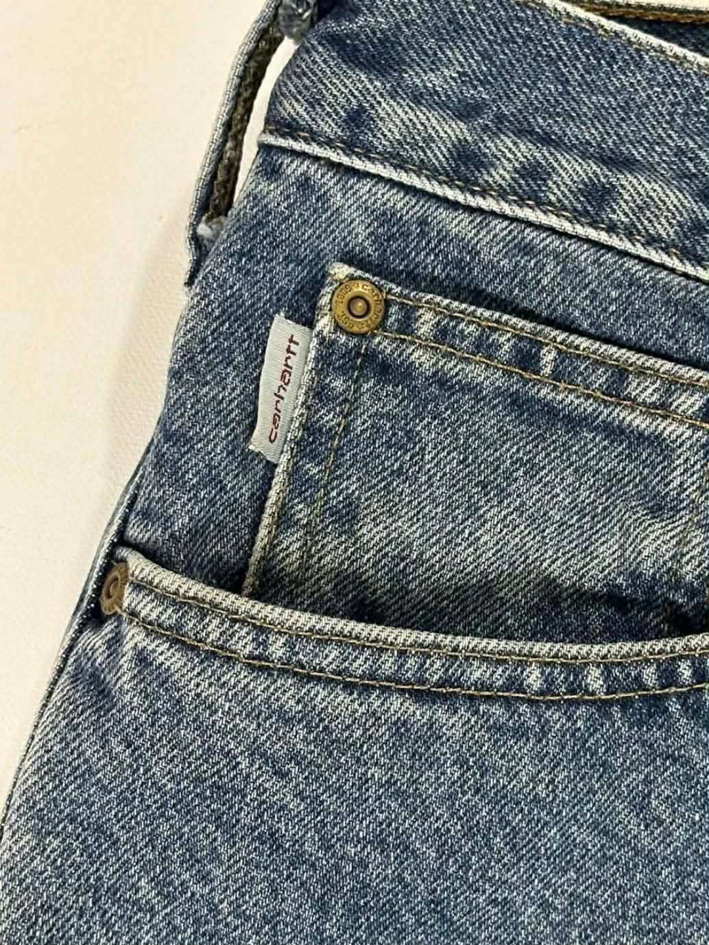 VINTAGE WIDE LEG CARHARTT BLUE DENIM JEANS (46)