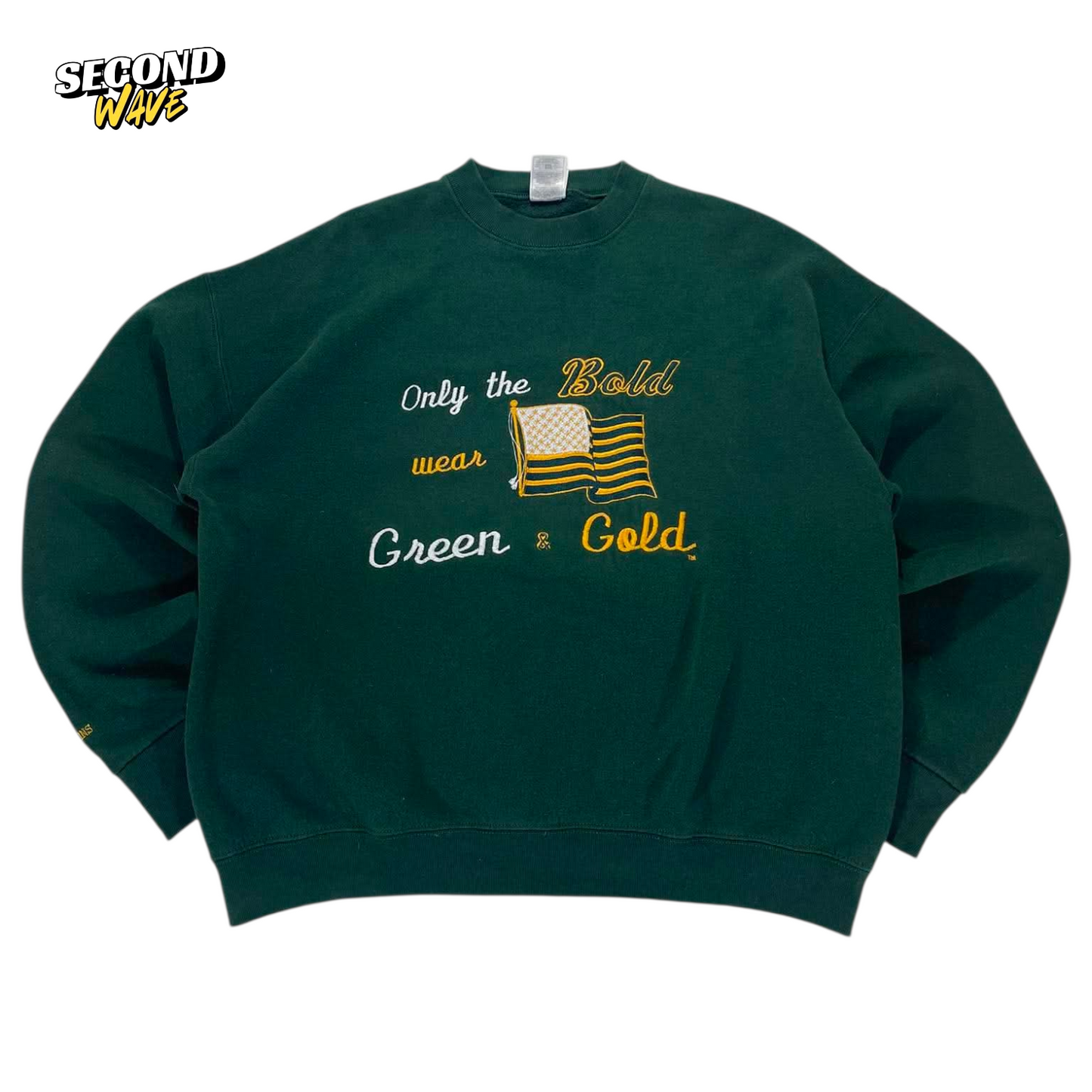VINTAGE 90s GREEN & GOLD CREWNECK SWEATSHIRT (L)