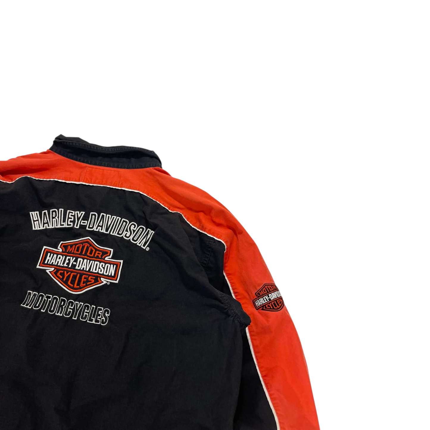 HARLEY DAVIDSON BLACK & ORANGE BUTTON-UP (L)