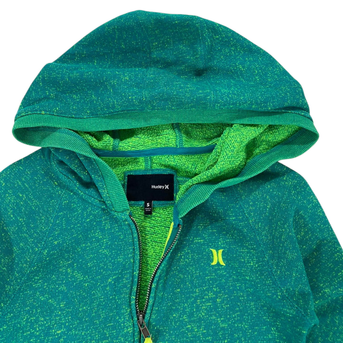 HURLEY GREEN ZIP UP HOODIE (S)