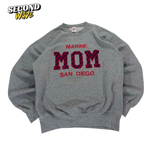 90S GRAY SAN DIEGO MARINE MOM SWEATSHIRT (L)