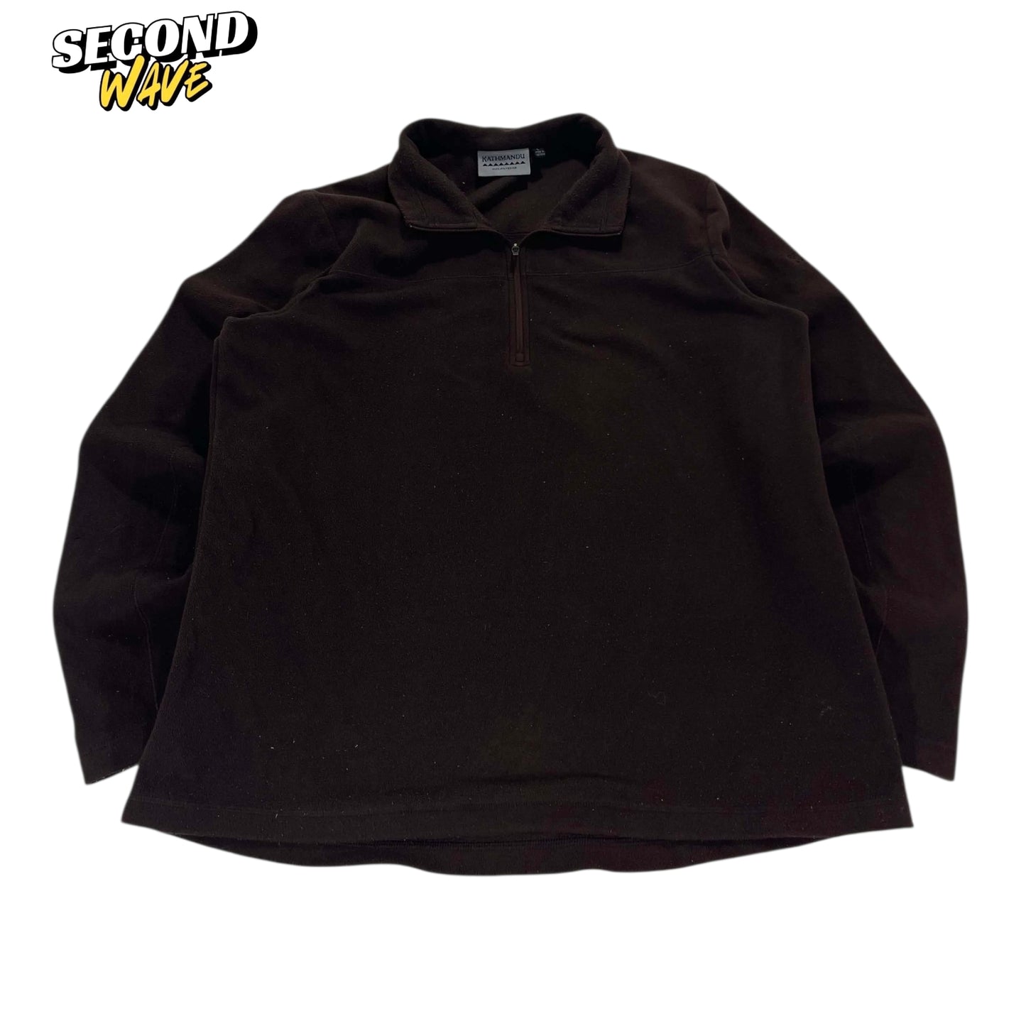 VINTAGE KATHMANDU BROWN POLYESTER FLEECE QUARTER ZIP (L)
