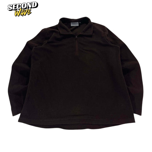 VINTAGE KATHMANDU BROWN POLYESTER FLEECE QUARTER ZIP (L)