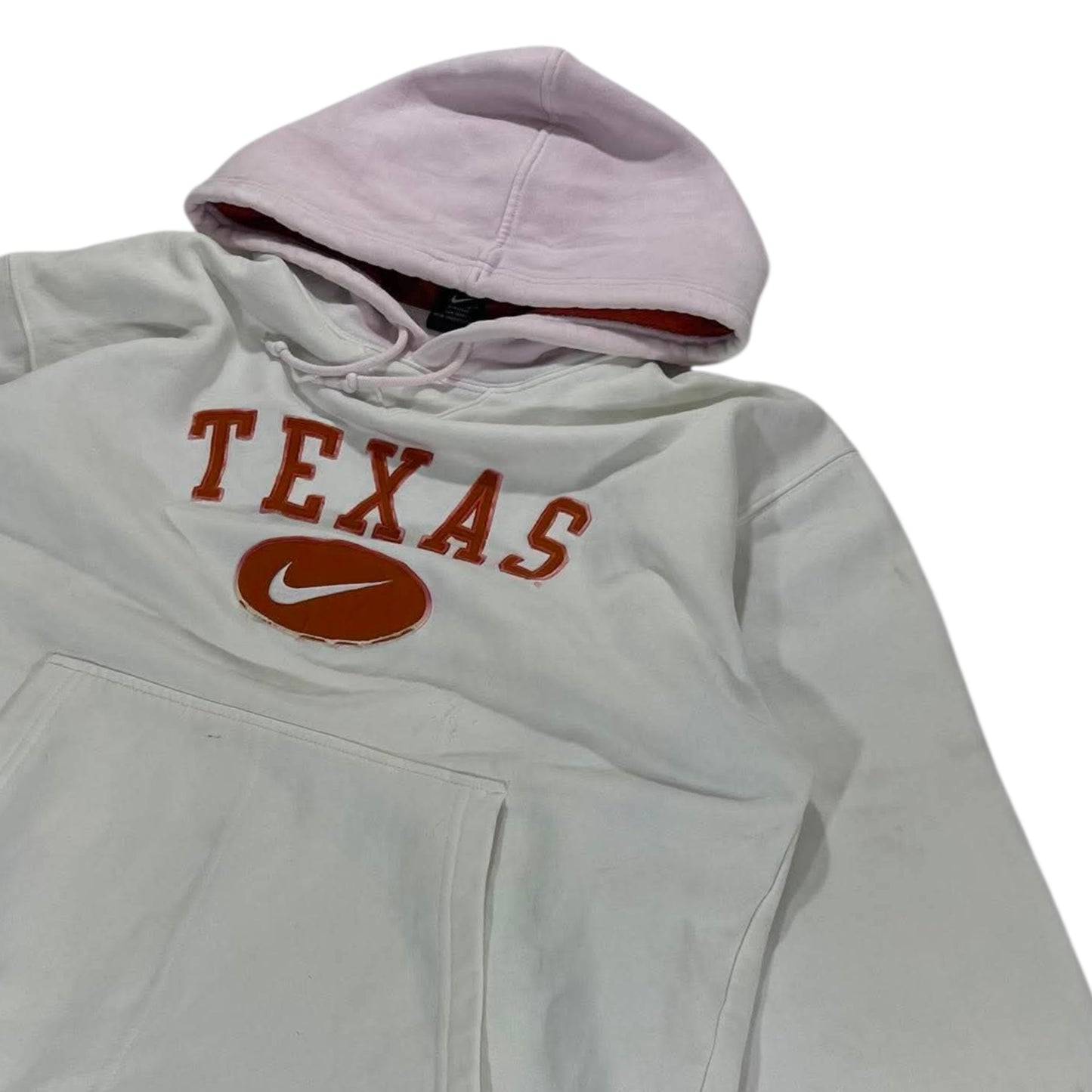 TRASHED VIBES VINTAGE NIKE UNIVERSITY OF TEXAS WHITE HOODIE (L-XL)