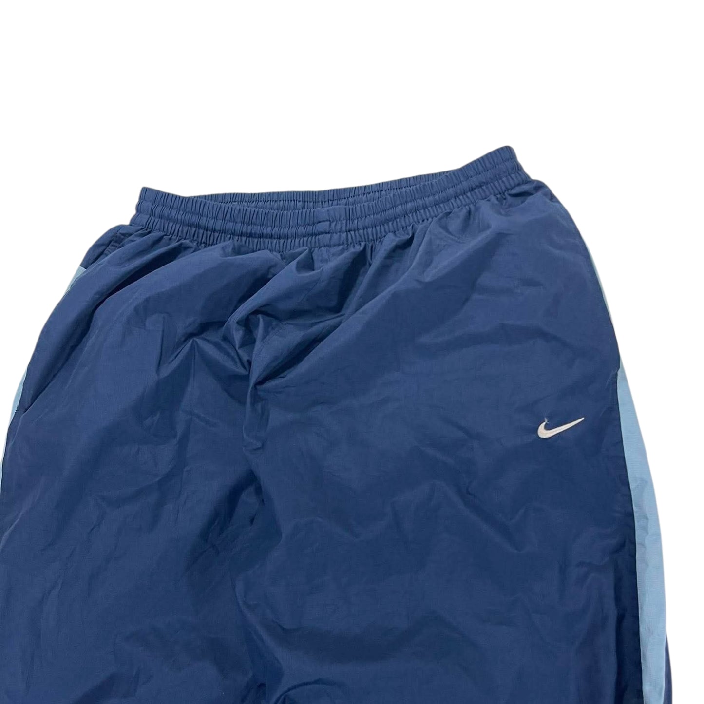 VINTAGE HEAVYWEIGHT NIKE NAVY BLUE TRACK PANTS (L)