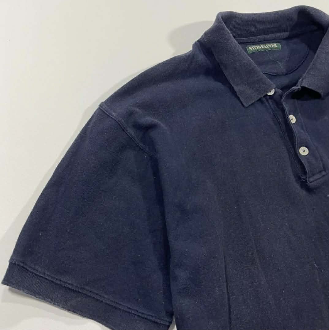 VINTAGE STONE RIVER NAVY BLUE POLO SHIRT WITH A RELAXED FIT (L-XL)
